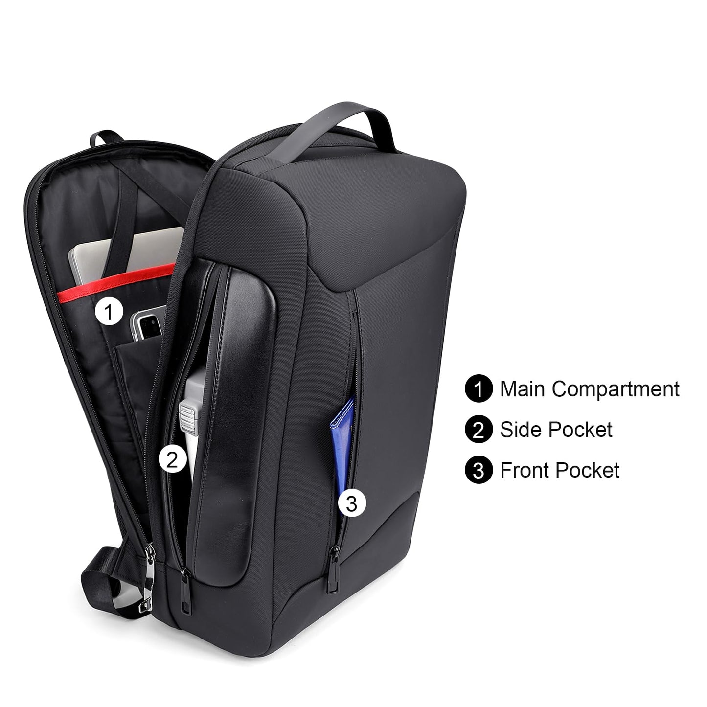 WITZMAN Anti-theft Business Laptop Backpack for Men with USB Charging Port Smart Work Backpack 15.6 Inch Laptop(BN008 Black)