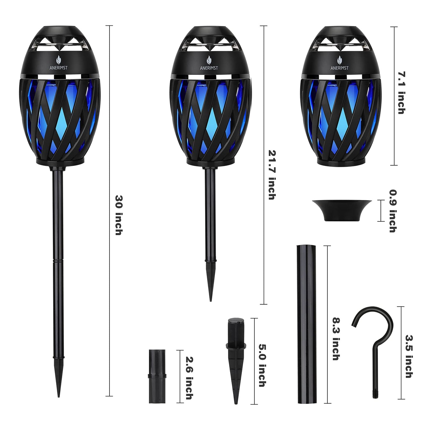 ANERIMST Unique Gifts for Men, Outdoor Bluetooth Speaker Waterproof Wireless with Torch LED Light, Birthday Gift for Boyfriend Him Dad, Cool for Garden, Patio, Outside (Blue Light)