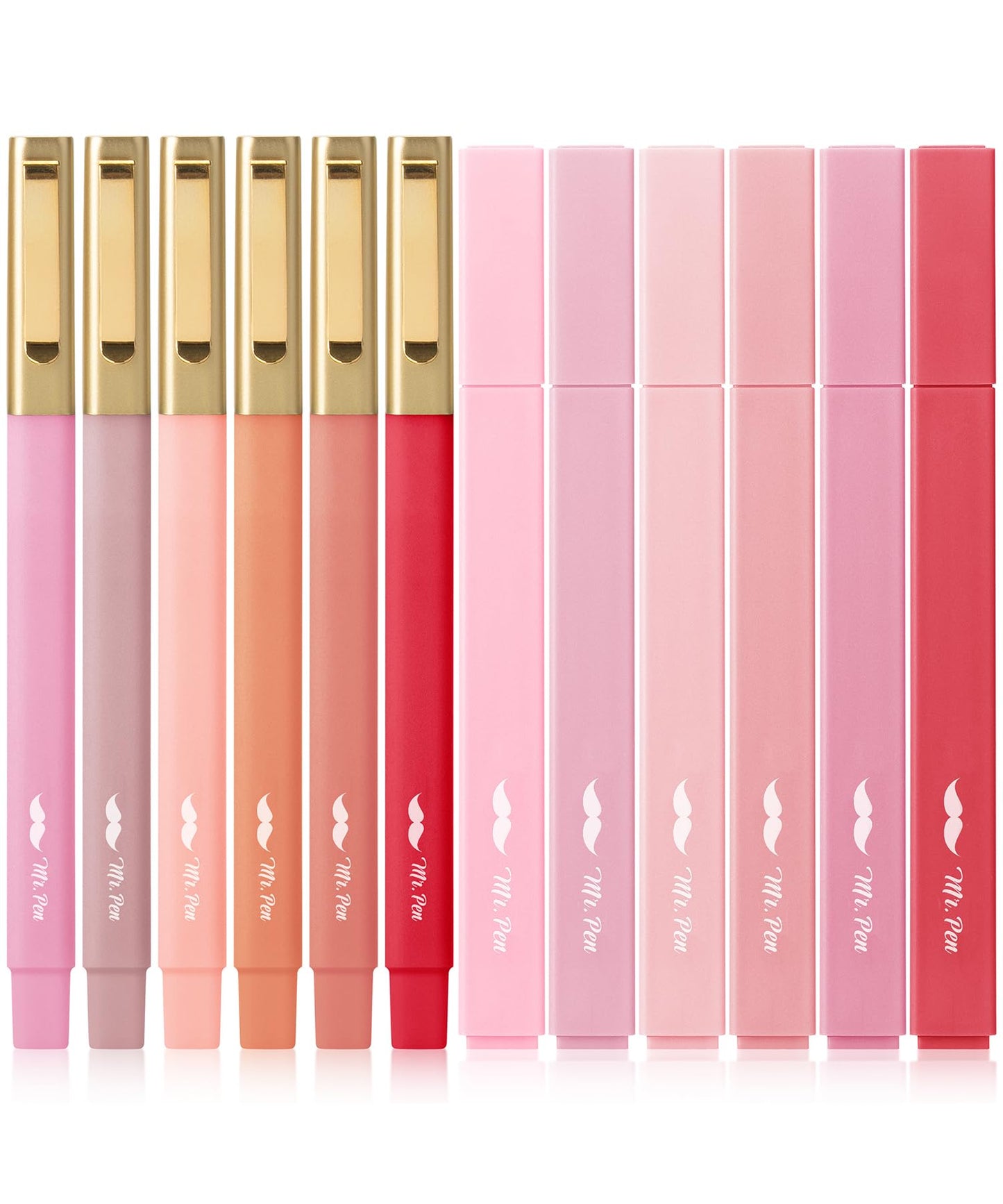 Mr. Pen- Aesthetic Highlighters and Pens No Bleed, 12 Pack, Morandi Color Bible Highlighters for Bibles, Bible Pens