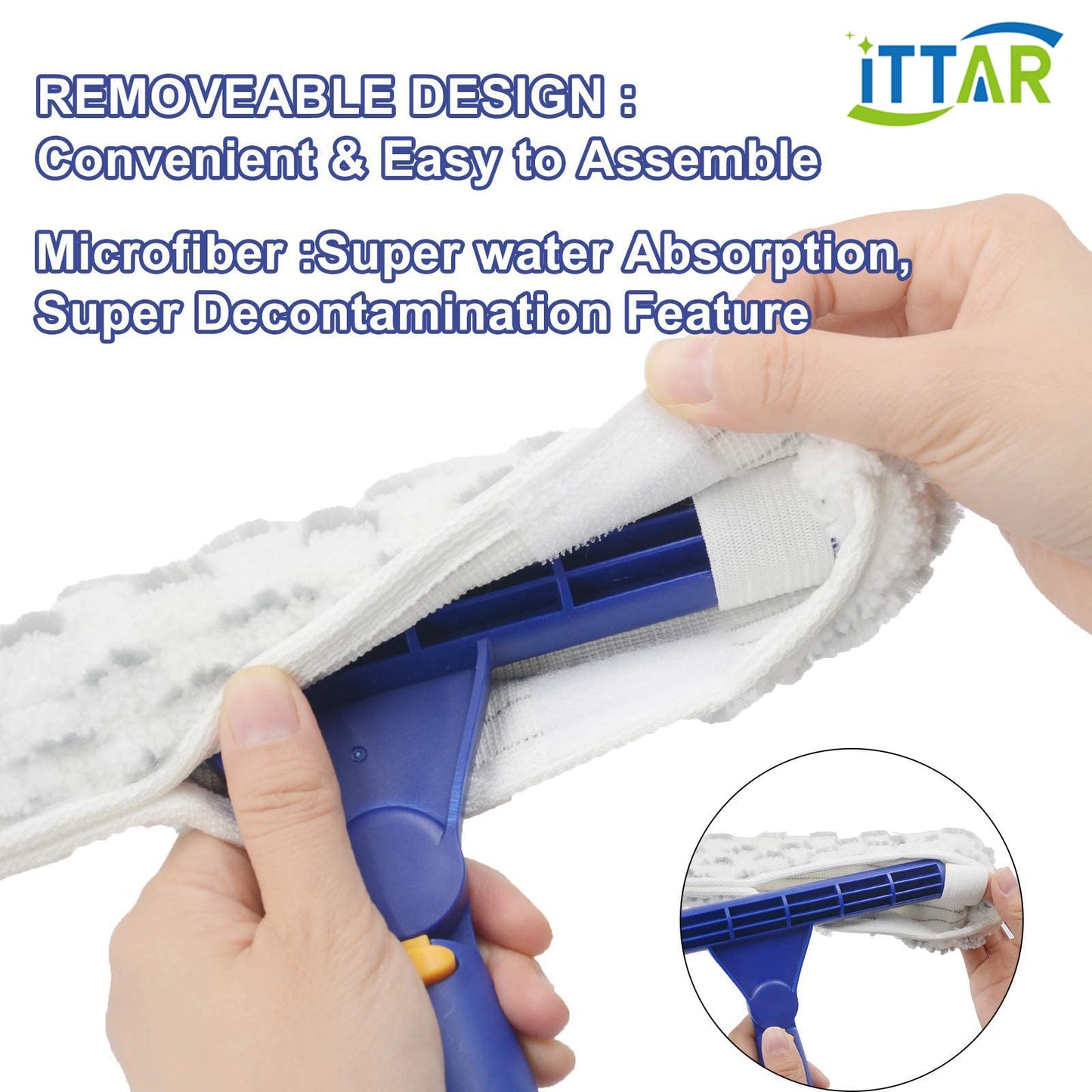 ITTAR Window Squeegee Cleaner Kit, Rotatable Rubber Squeegee and Microfiber Scrubber-2 Pads, Washing kit with 60" Telescopic Stainlees Steel Pole, Window Cleaning Tool for Home Shower Car Windshield
