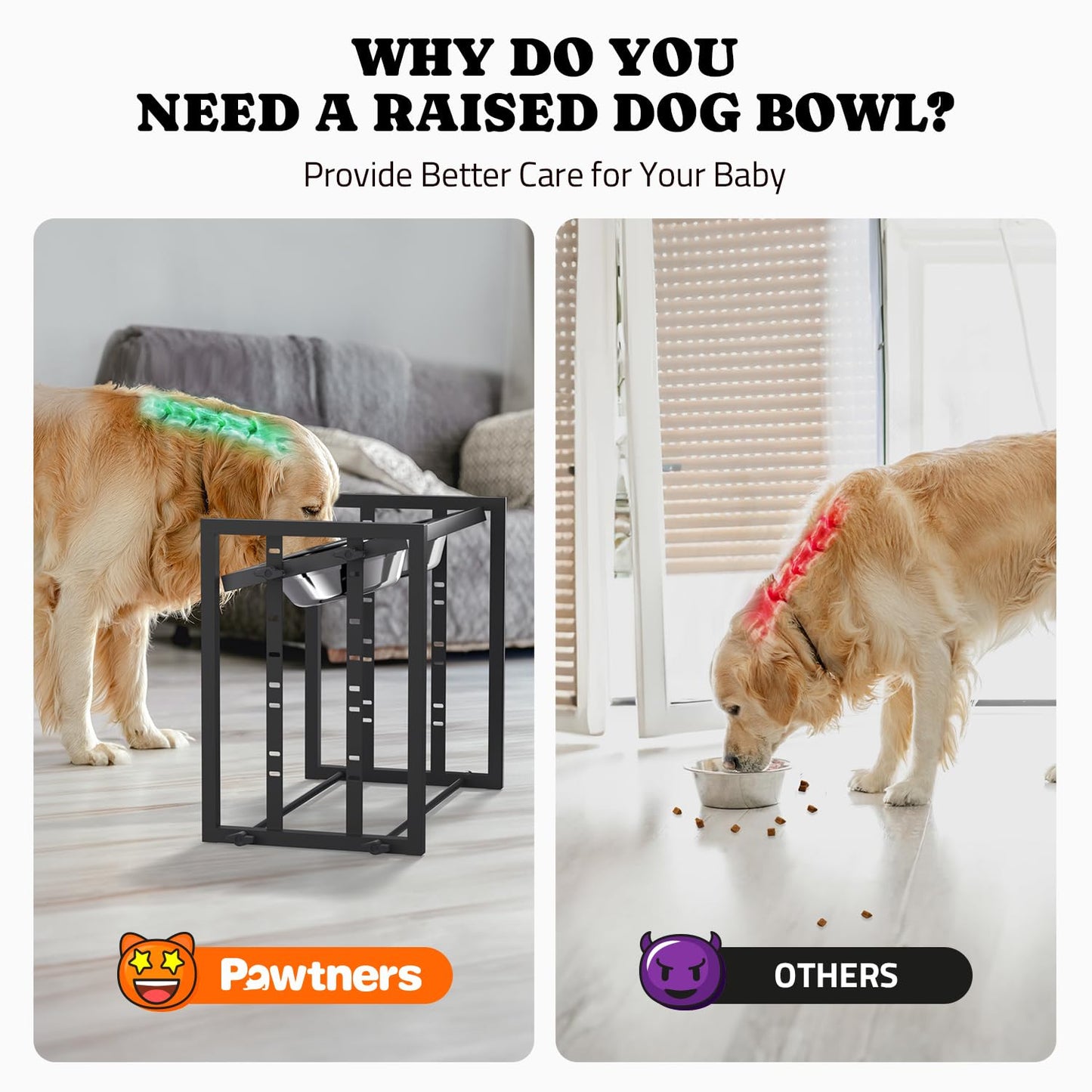 Elevated Metal Dog Bowls for Medium Breed: 4 Height-Adjustable Raised Dog Bowl Feeder Station with 2 Stainless Steel Bowls, Black