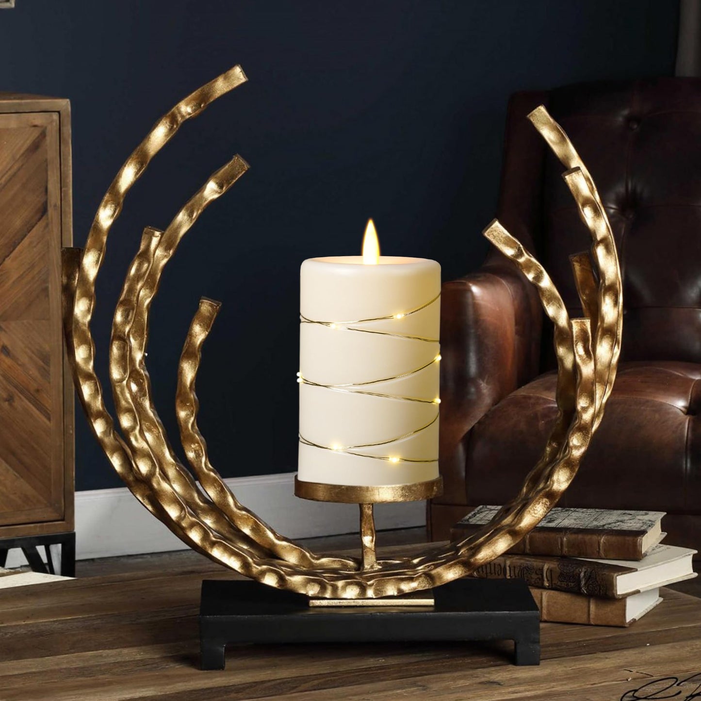 Flameless LED Candles with Timer 3 pc Flickering Flameless Candles for Romantic Ambiance and Home Decoration,with Embedded Star String，Battery Operated Candles