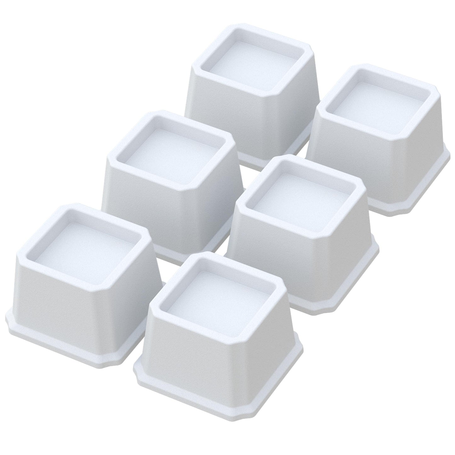 Whynonap Bed Risers 2 Inch Heavy Duty Bed Elevators, Set of 6 Lifts Up 2000 lbs Furniture Riser for Sofa and Table, White