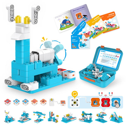 WhalesBot A3 12-in-1 STEM Blocks Coding Robot Kit for Kids, 61-Piece Educational Building Set with Interactive Storytelling, Ideal Toy Gift for Boys & Girls Ages 3-6