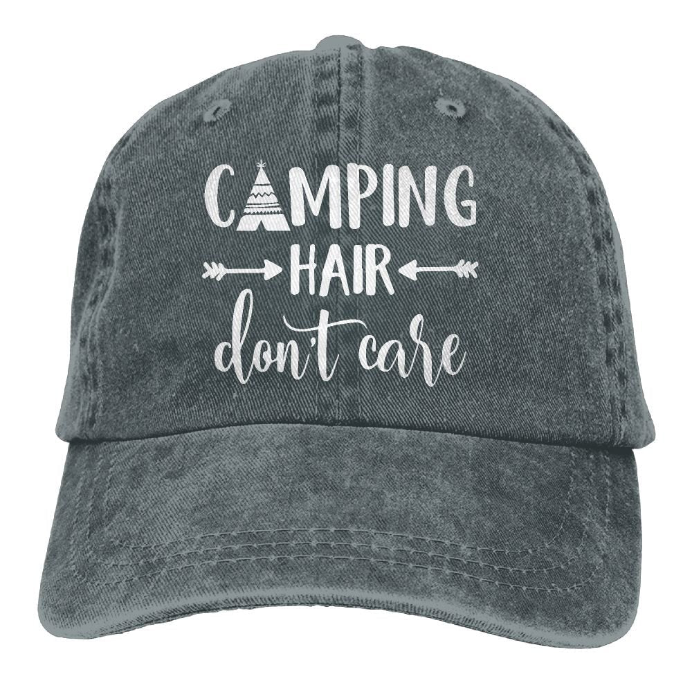 Unisex Camping Hair Don't Care Vintage Adjustable Baseball Cap Denim Dad Hat