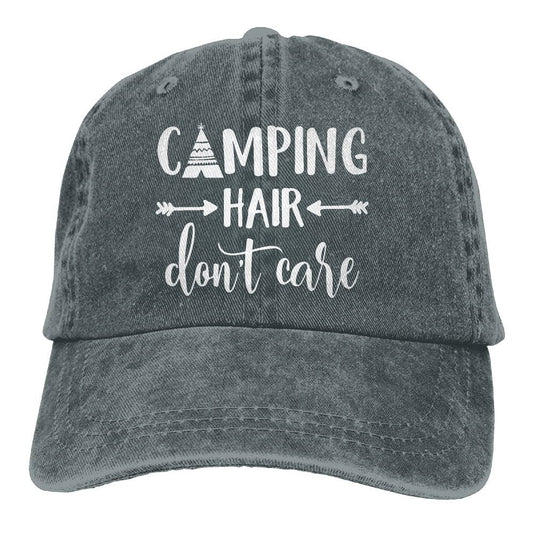 Unisex Camping Hair Don't Care Vintage Adjustable Baseball Cap Denim Dad Hat