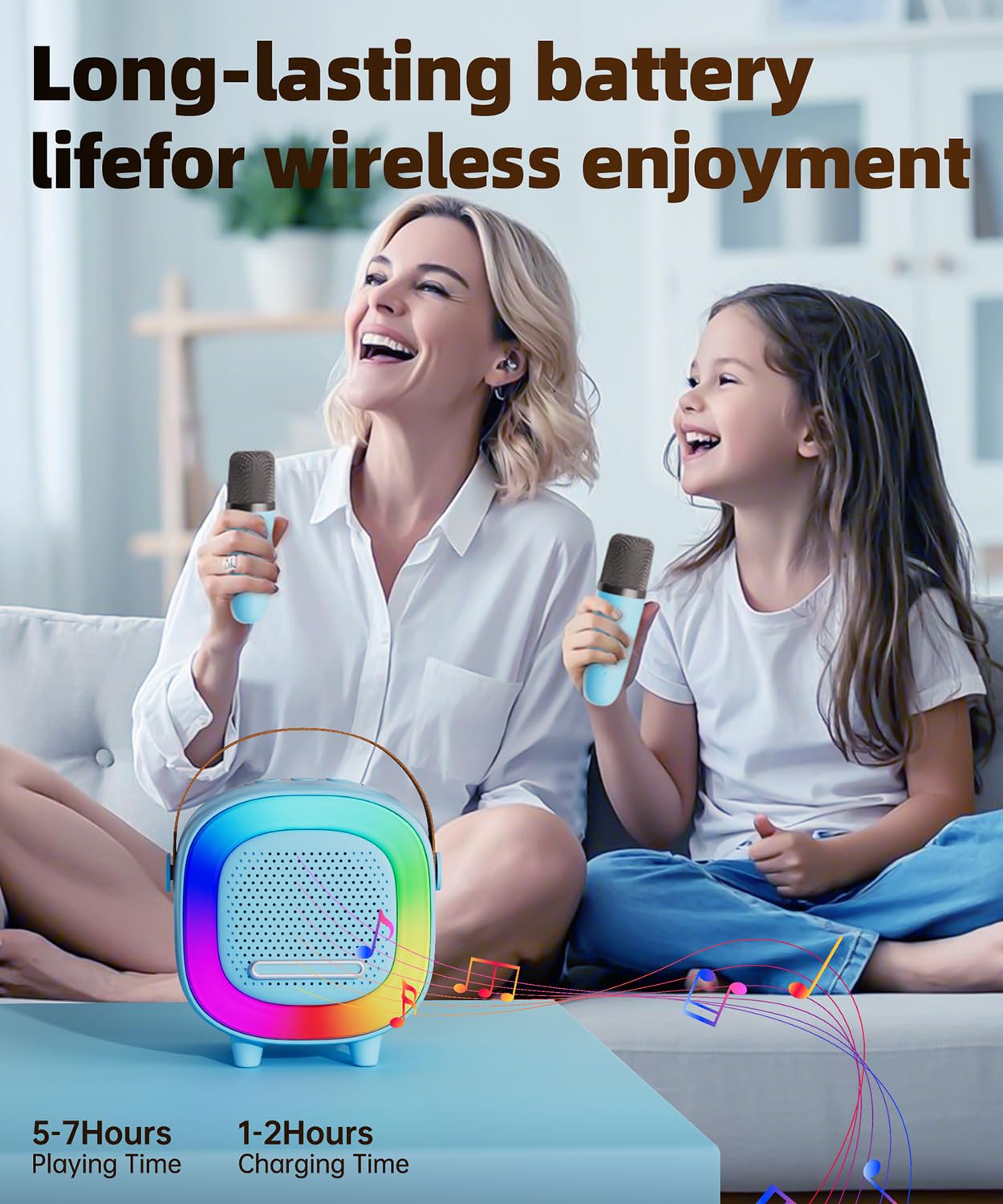 Mini Karaoke Machine Speaker for Kids Adults, Portable Bluetooth with 1 Wireless Microphones, Children's Day Birthday Gift Ideas for Toys for Teens Boys and Girls Aged 4, 5, 6, 7, 8, 9, 10, 11, 12+