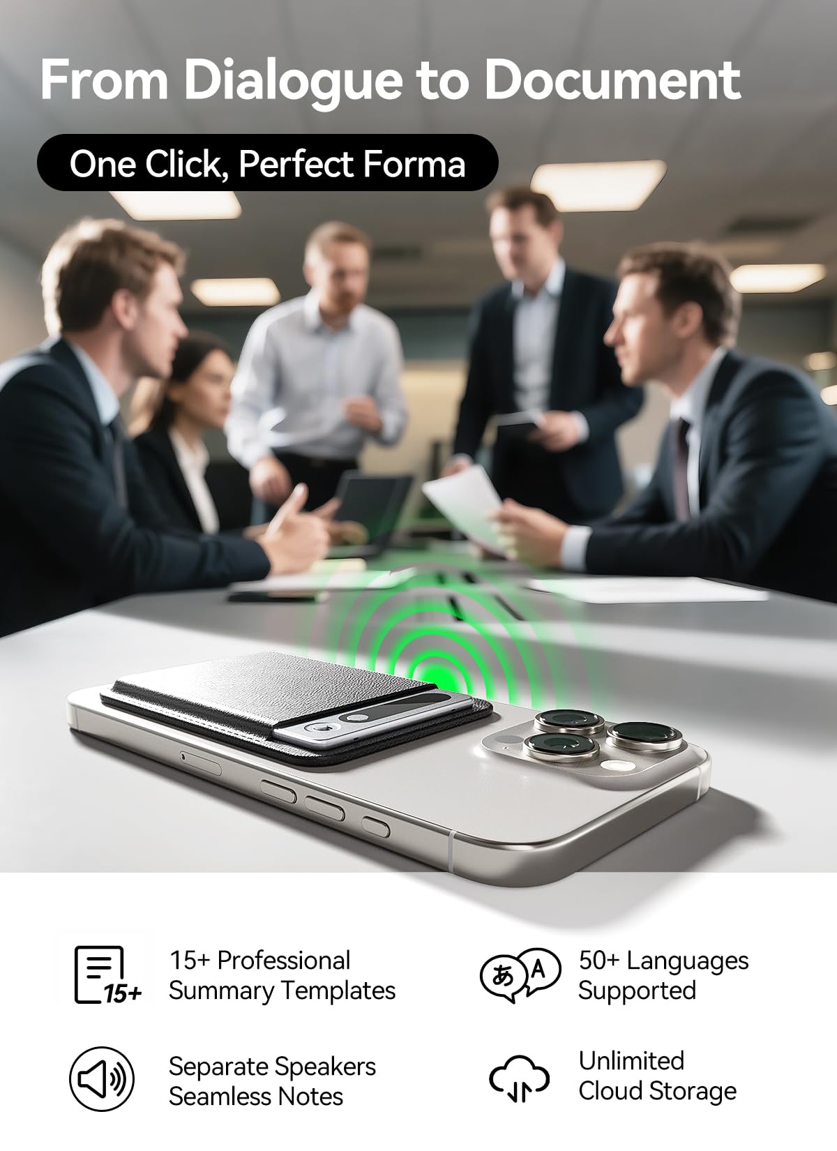 AI Voice Recorder with App Control, Advanced AI Technology for Transcription & Summarization, 64GB Memory, Magnetic Case, Supports 50 Languages – Audio Recorder for Lectures, Meetings, Interviews