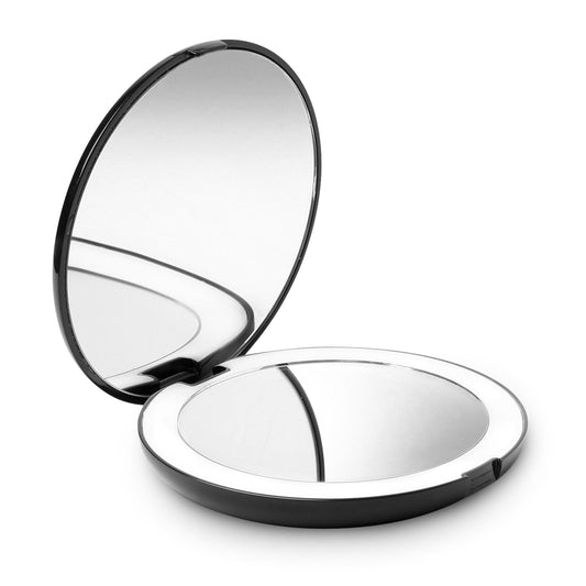 Fancii LED Lighted Travel Makeup Mirror, 1x/10x Magnification - Daylight LED, Compact, Portable, Large 5” Wide Illuminated Folding Mirror