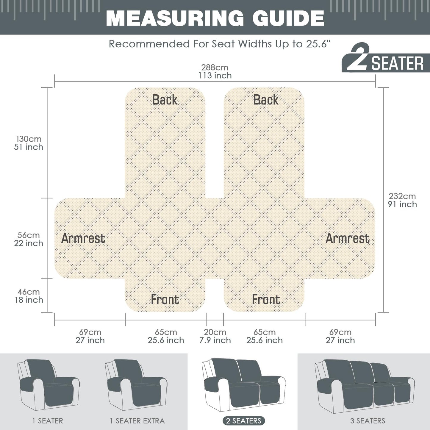 TAOCOCO Loveseat Recliner Cover Non-Slip Sofa Slipcover, Pet Cover for Loveseat Recliner with Elastic Straps, Washable Reclining Loveseat Covers Recliner Furniture Protector (2 Seater, Dark Grey)