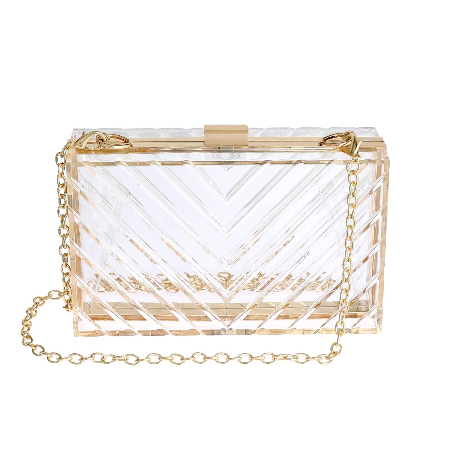 WJCD Clear Purses For Women Acrylic Clear Clutch Bag Stadium Approved (transparent)