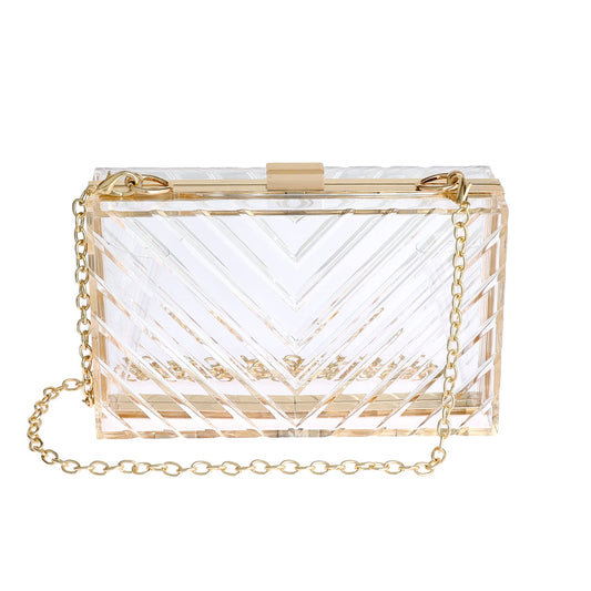 WJCD Clear Purses For Women Acrylic Clear Clutch Bag Stadium Approved (transparent)