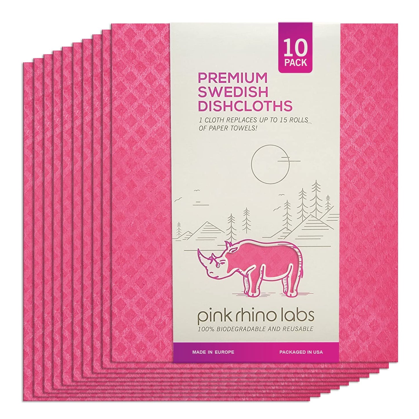 Swedish Dishcloths – Eco-Friendly Reusable Kitchen Towels – 10 Pack Cleaning Cloths for Dishes, Counters & Surfaces – Super Absorbent, Compostable, Zero-Waste Alternative