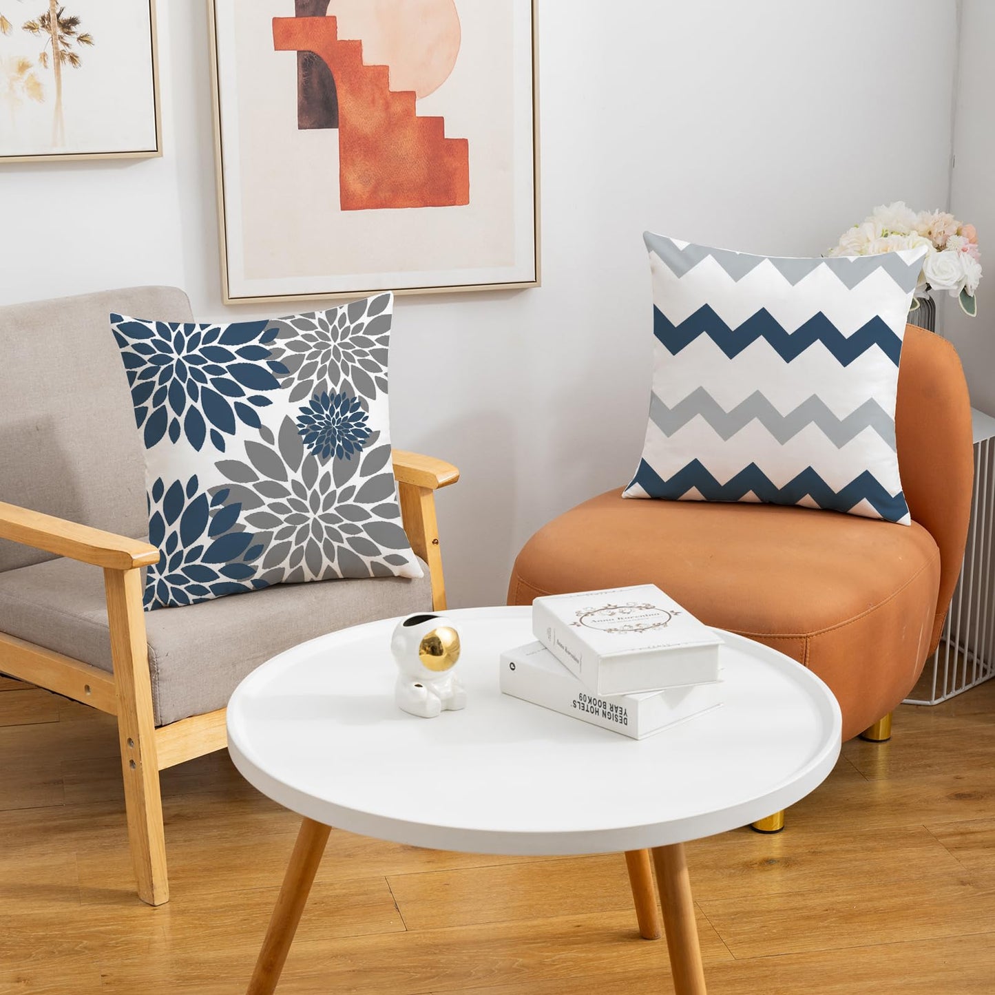 Mimkus Blue Farmhouse Pillow Cover 18 x 18 Inch Set of 4 Spring Summer Throw Pillow Covers Double-Sided Printing Pillow Case for Sofa Home Decor