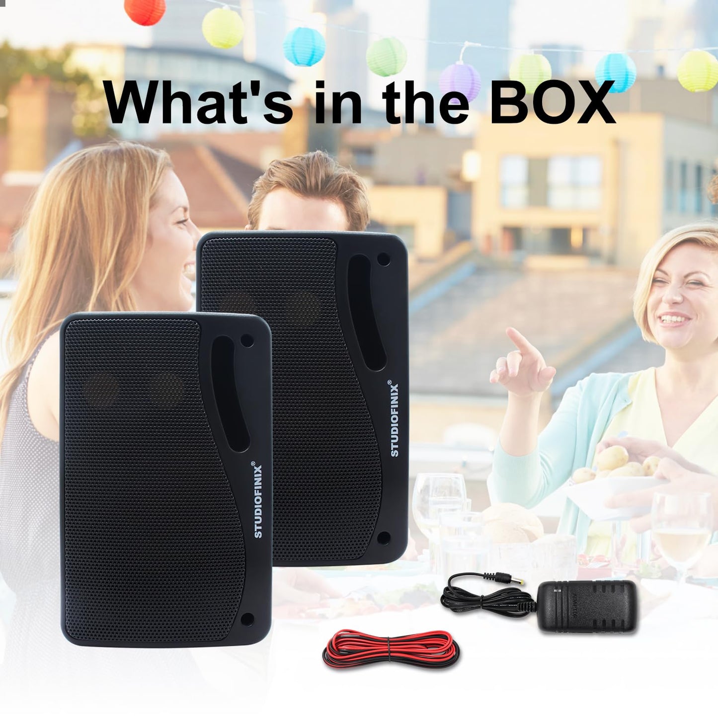 STUDIOFINIX 3.5 Inch Outdoor Bluetooth Speakers Waterproof Wired,3 Way 200W Upgrade Premium Wall Mount Speakers,Ideal use in Patio,Deck, Indoor Outdoor（Black）