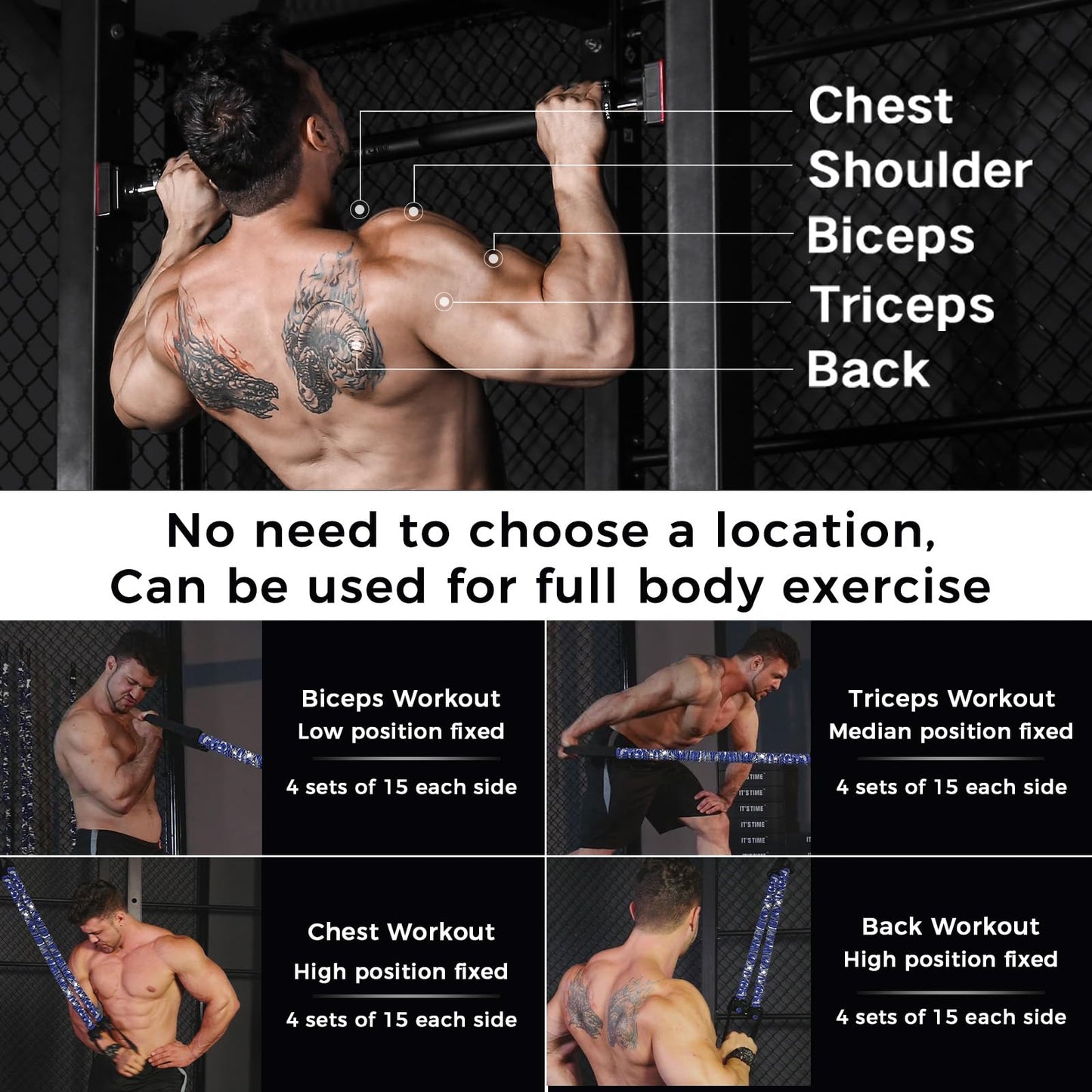 Innstar Pull Up Assistance Bands - 3 Heavy-Duty Adjustable Set for Enhanced Strength Training - Patent (Sky Blue 165lbs Adjustable Resistance)