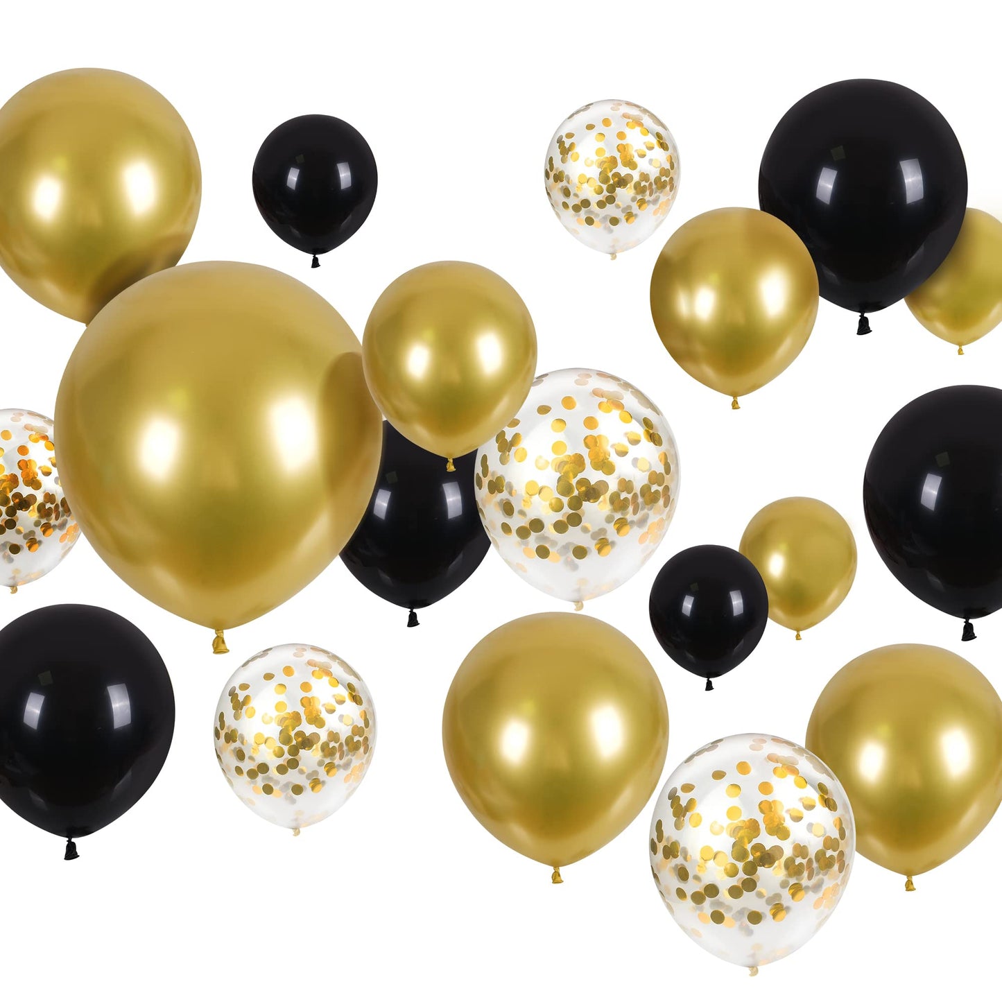CANREVEL 120pcs Black and Gold Balloons Confetti Metallic Black Gold Latex Balloons Garland kit for Birthday Graduation Wedding Anniversaries Bachelorette Party Decorations