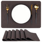 Luxury Brown Faux Leather Placemats Set of 6 – Heat Resistant, Waterproof, Non-Slip, Wipeable, Stain-Resistant Table Mats – Modern Dining Table Décor, Easy to Clean & Washable