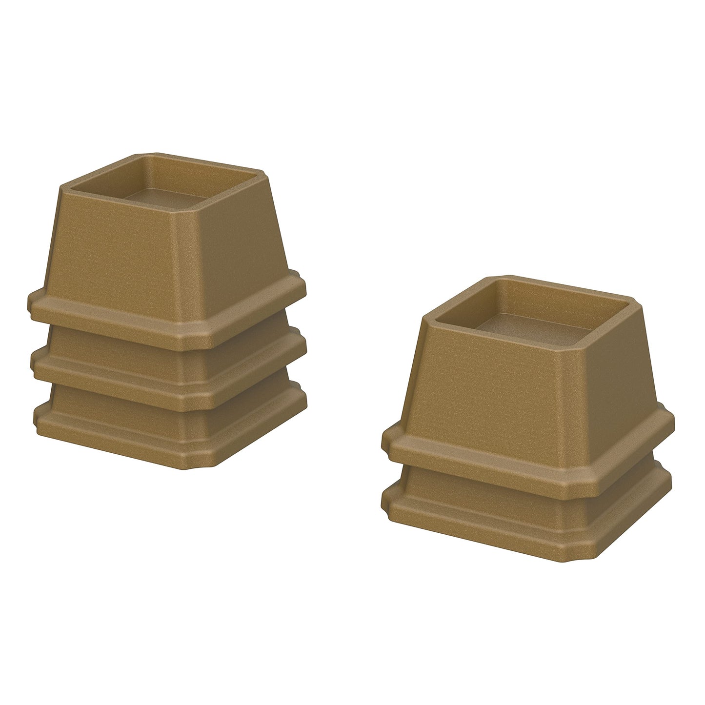 Whynonap Bed Risers 2 Inch Heavy Duty Bed Elevators, Set of 6 Lifts Up 2000 lbs Furniture Risers for Bed Frame ans Sofa, Brown
