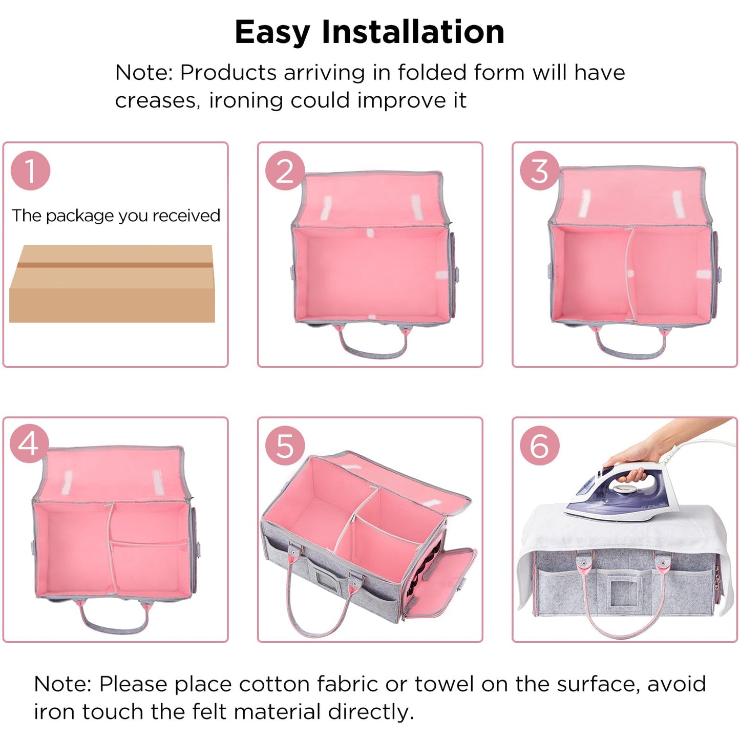 HBlife Baby Diaper Caddy Organizer, Nursery Storage Bin, 16" x 10" x 7" Large Portable Basket Shower Gift Newborn Essentials Baby Registry Must Haves Items-Pink