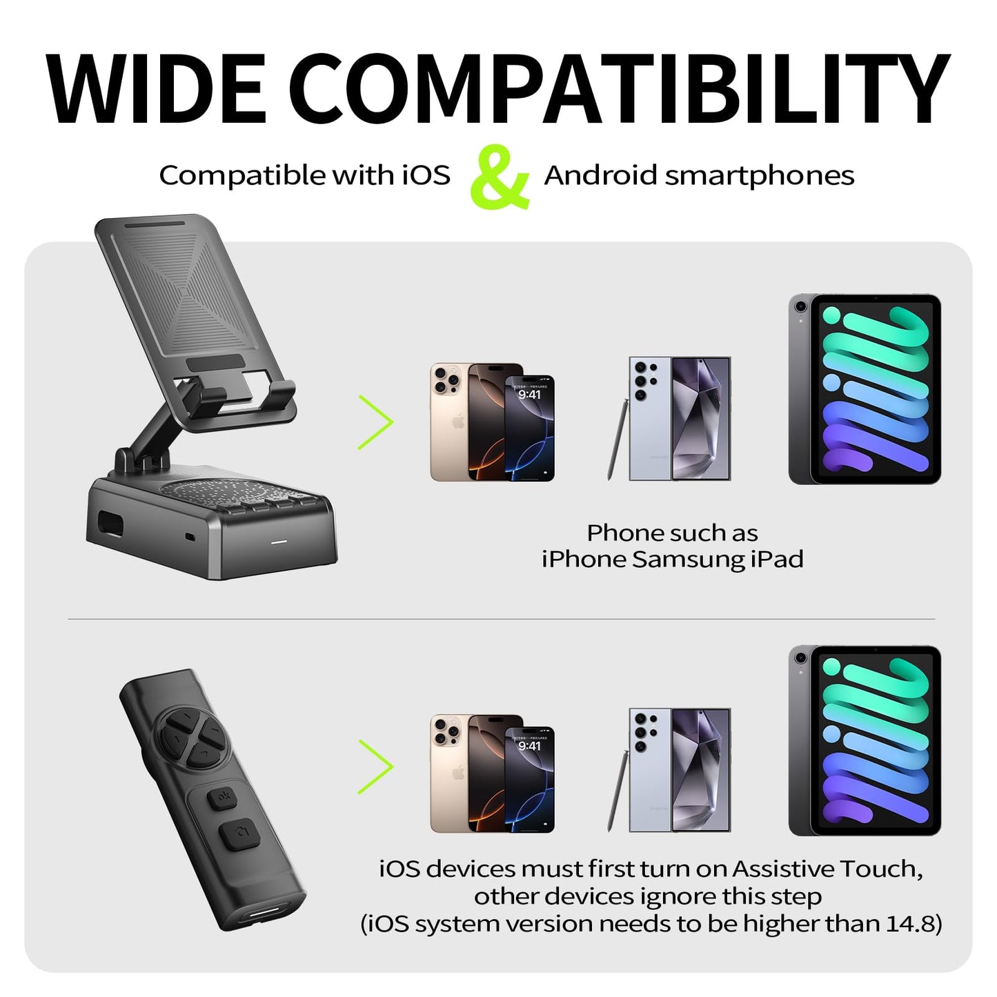 Cell Phone Stand with Bluetooth Speaker and Remote Control(Video Control/Camera Control),Portable Bluetooth Speaker for Home and Outdoors,All Day Playtime,Compatible with iOS/Android,Birthday Gift