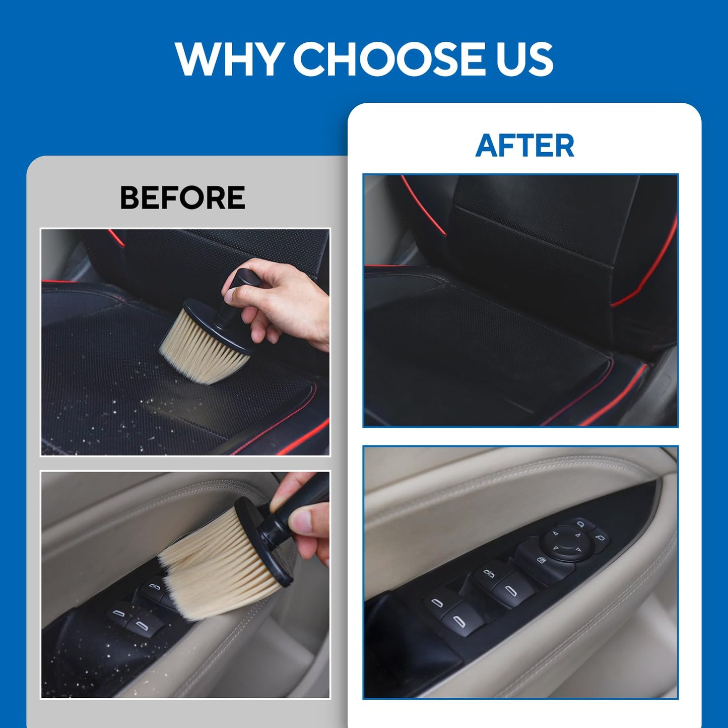 JsqFogey Car Detailing Brush, Automotive Interior Dusting Brush, Soft Car Interior Cleaning Tool for Dashboard Interior, Leather, Keyboard, Scratch-Free