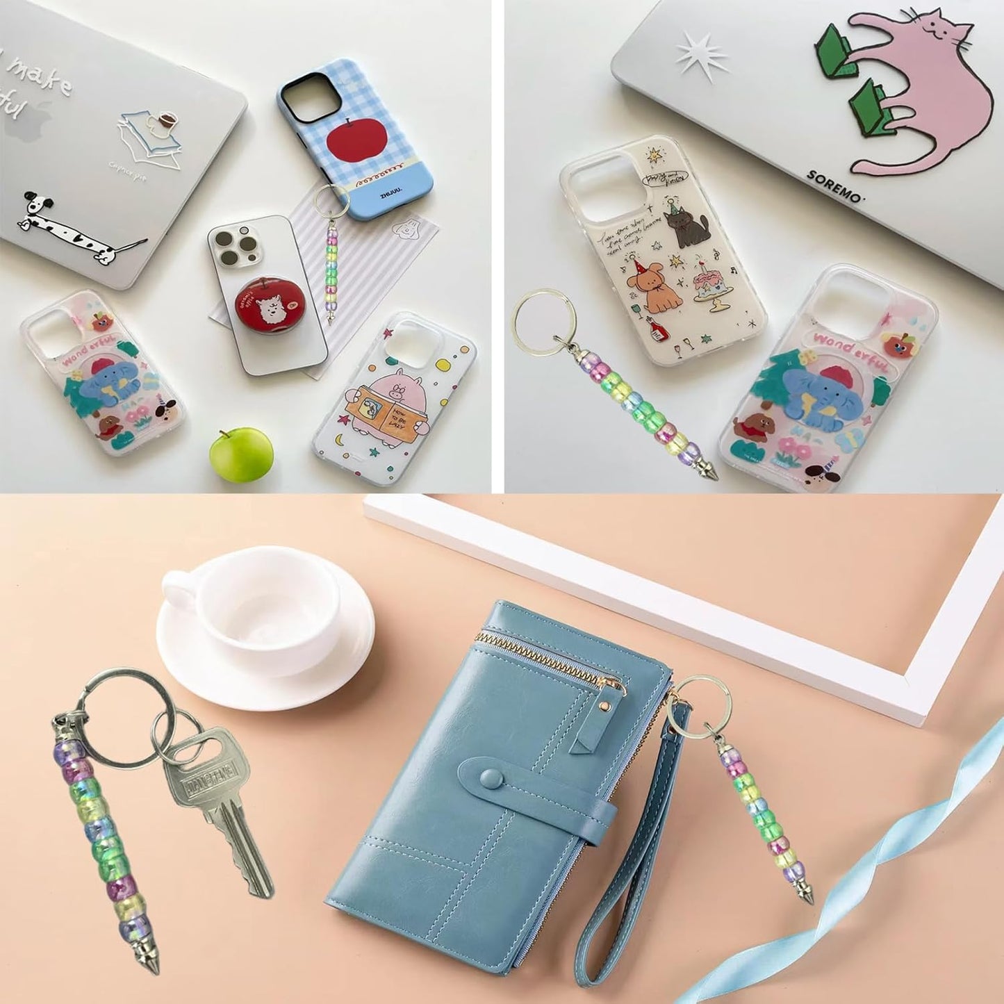 30 Pcs Beadable Keychain Bars Blanks Keychain - Making Supplies for DIY Crafts Jewelry Making Key Chain Bars Accessories - Suitable for Beads with a Pore Diameter of 2.5mm