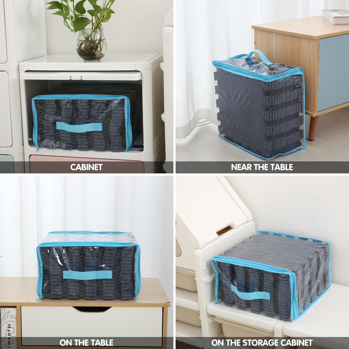 Coolcandy EVA Foam Play Mat, 16 Tiles Colorful Baby Play Mat, Square Kids Playmat with Solid Colored, 0.4" Thickened Interlocking Foam Floor Tiles, Puzzle Play Mat for Baby Lying, Playing (Navy Blue)