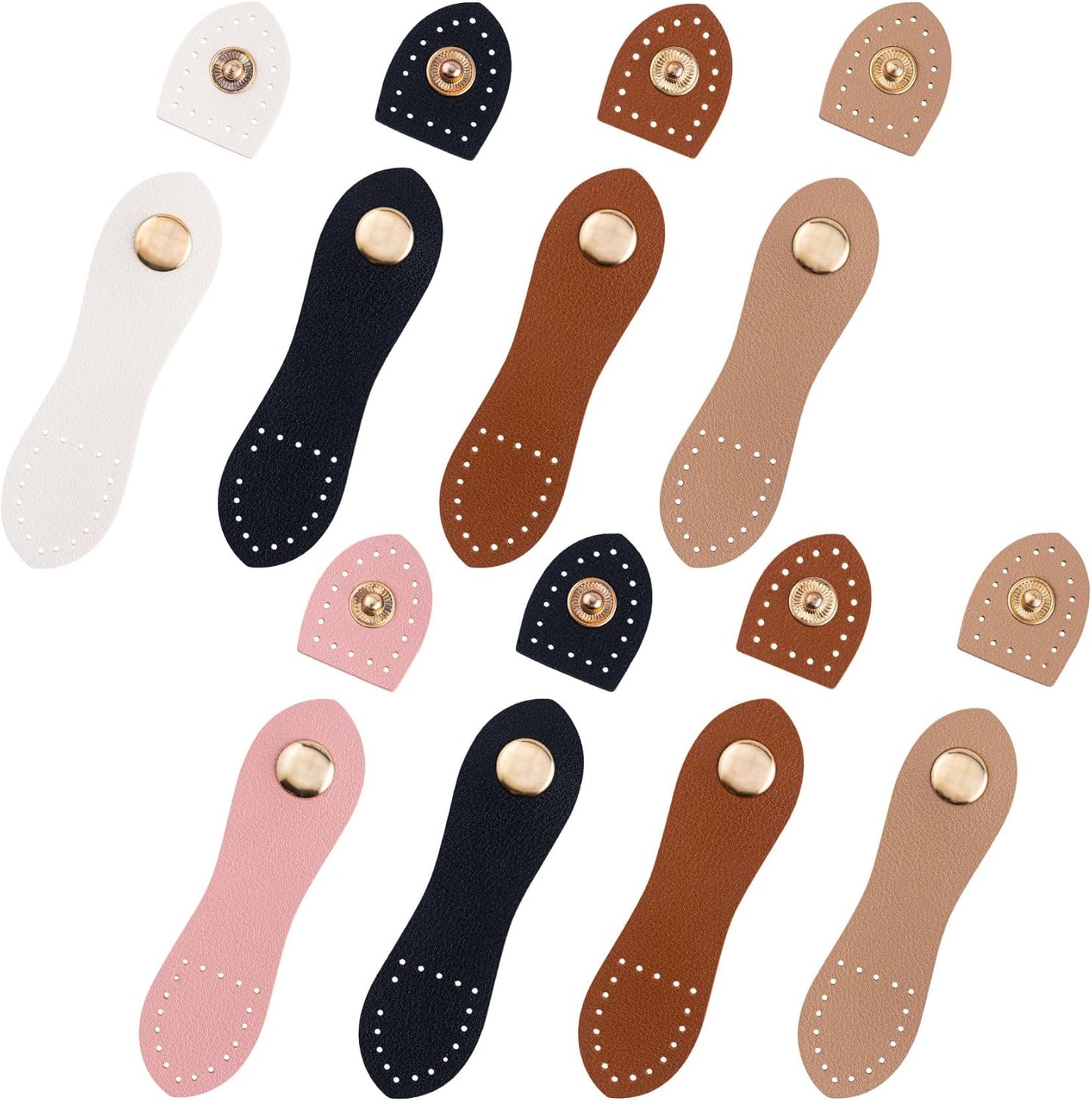 Leather Snap Buckles Button Closures 8 Sets, Sew On Leather Tab Closures Buckles Fasteners for Purse Wallet Bags Cell Phone Case Jacket Notebook Purse Making Supplies DIY Craft