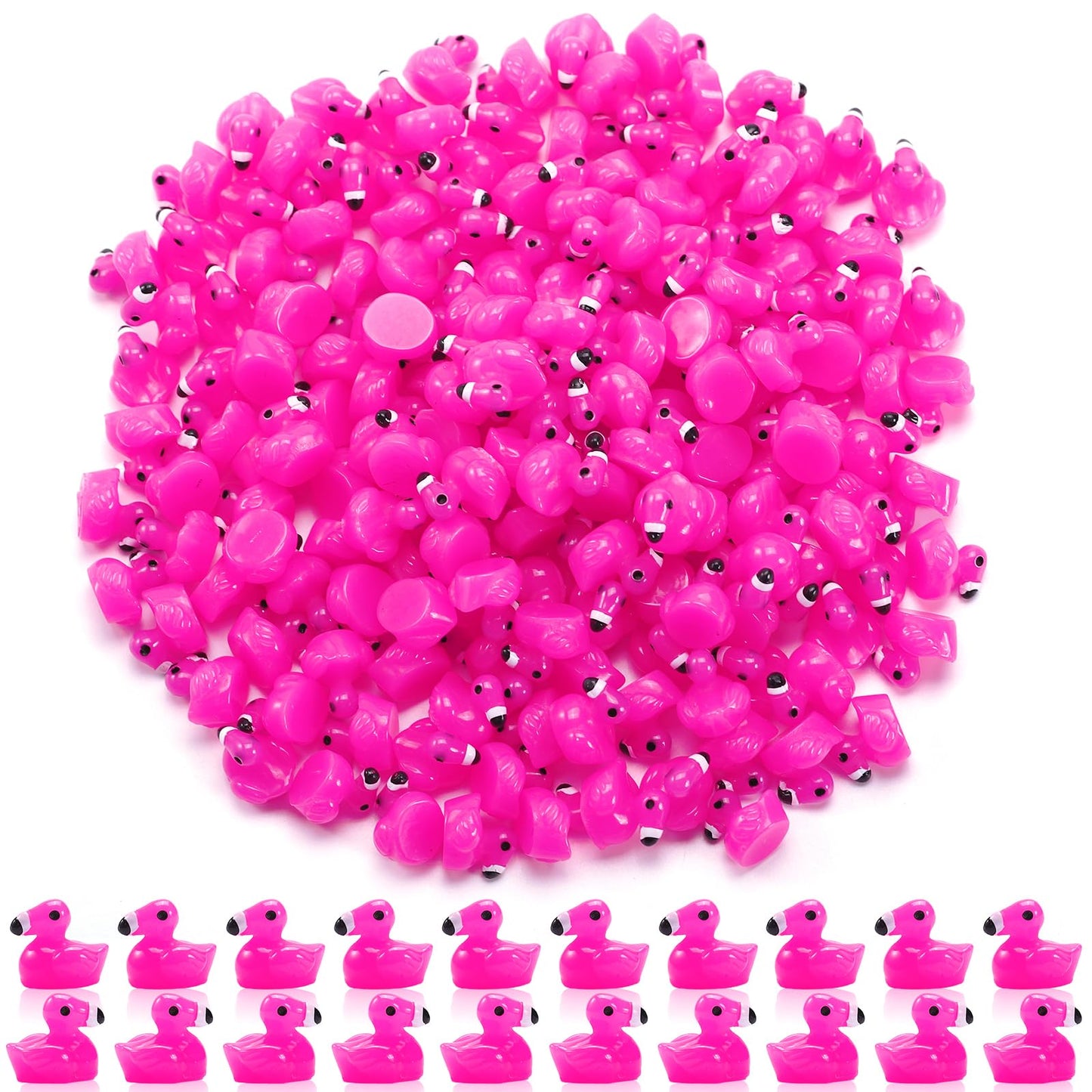 Mini Resin Ducks, 100 Pcs Tiny Ducks, Pink Flamingo Figurine, Resin Animals Toy for Cake Topper, Garden, Dollhouse, DIY Crafts, Party, Aquarium Decor