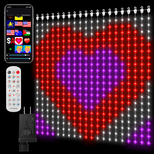 CoziTech Smart Curtain Lights 400 LED, Color Changing LED Curtain Lights 6.6 * 6.6 FT, Dynamic DIY Fairy String Light Curtains for Bedroom Backdrop Party Indoor Outdoor Decor (APP +Remote Control)