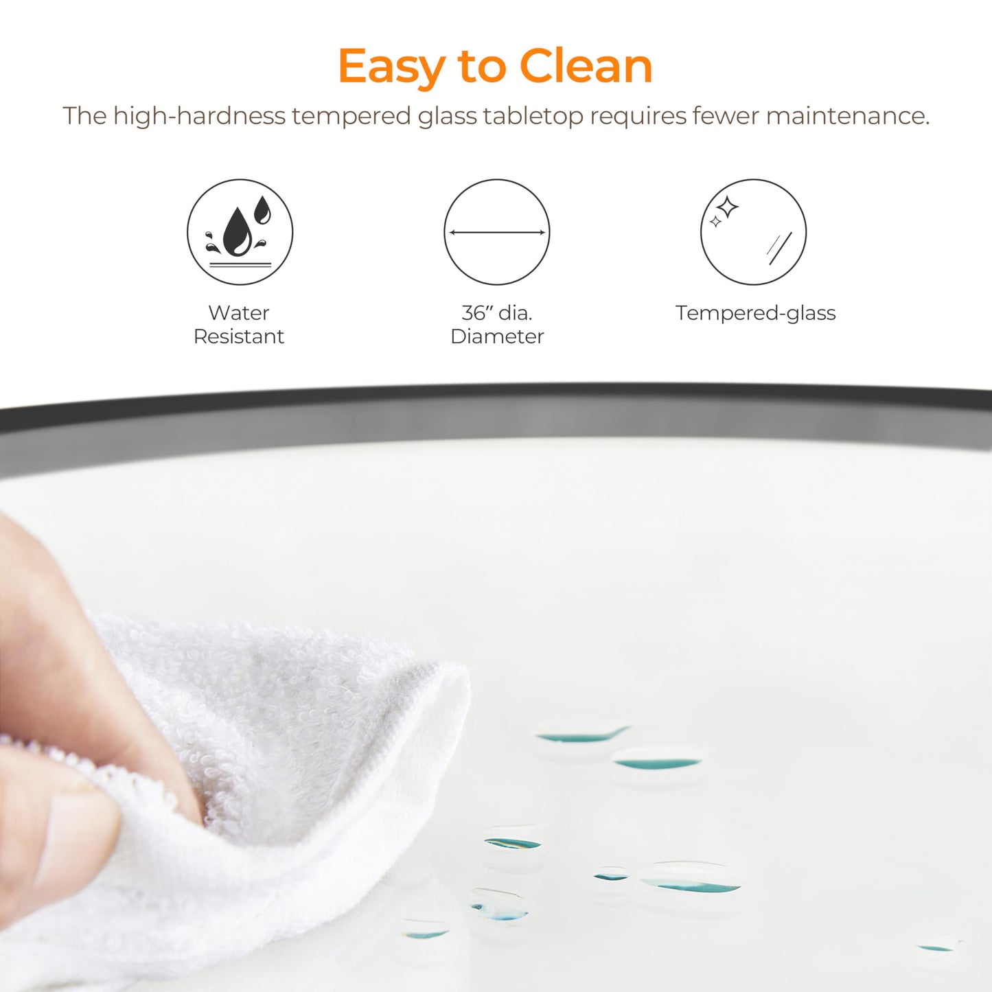 Yaheetech 36" Round Glass Coffee Table, Black Circle Coffee Table Center Table with Glass Top, Small Coffee Table for Living Room, Office & Apartment