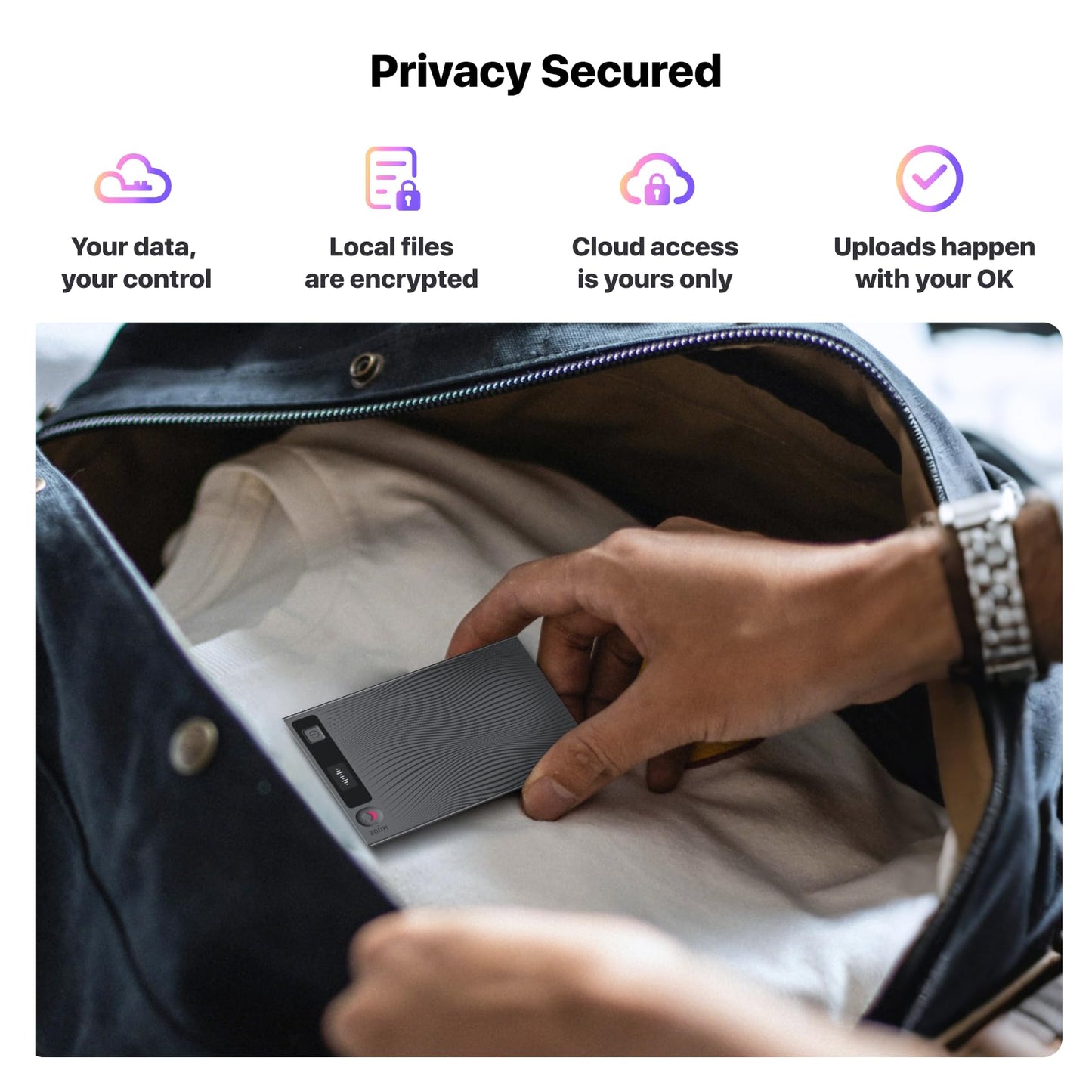 Mobvoi TicNote AI Voice Recorder 64GB Memory Note Recorder w/Case App Control 100+Languages Transcribe Summarize with AI Shadow Digital Audio Recorder for Phone Calls Lectures Meetings Interviews