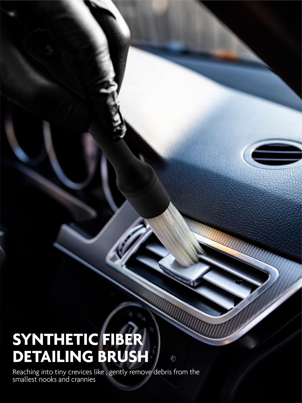 11PCS Car Interior Cleaning Dust Brush Detailing Set, Microfiber Cloth & Applicator, Single-Head Detailing Brushes, Natural Bristles, Scratch-Free & Ultra-Soft for Seats Leather Care or Cleaning