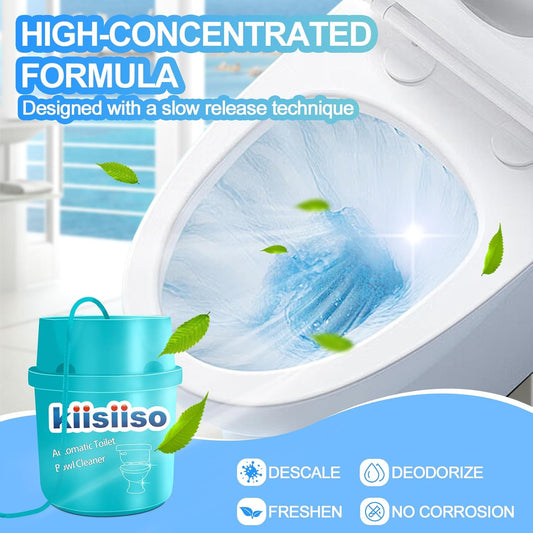 KIISIISO Toilet Bowl Cleaners-6 Pack, Automatic Toilet Tank Cleaner Tablets in Bottles, Long-Lasting Powerful Cleaning, Prevents Bathroom Stain & Odors Build Up, Septic Safe, Blue Water