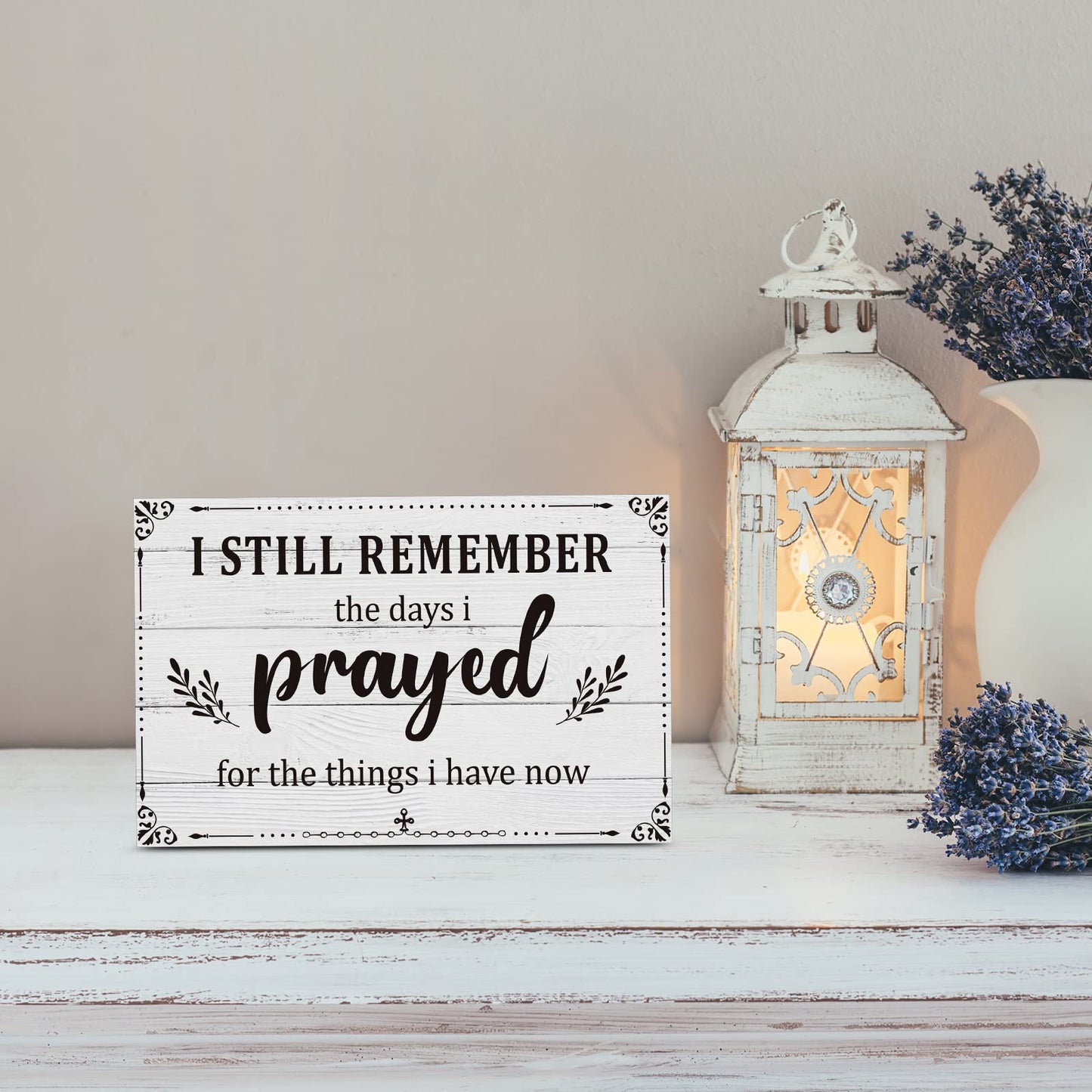 I Still Remember The Days I Prayed Home Wall Decorations Wooden Table Centerpieces Box Sign Farmhouse Decor House Prayer Wooden Rustic Presents For Bedroom Living Room or Shelf(White)