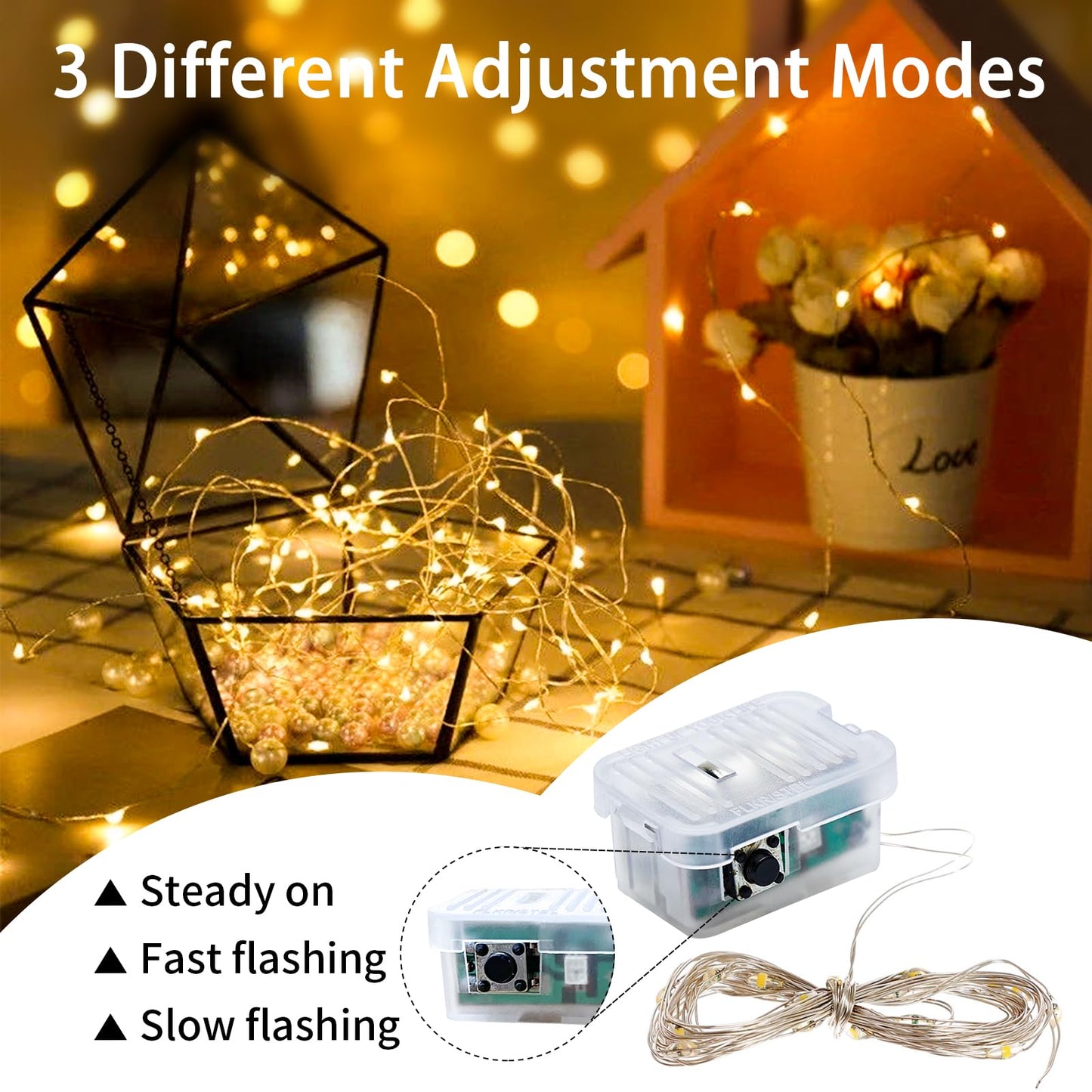 chzk 100 Pack LED Fairy Lights Battery Operated, 7Ft 20LED Mini String Lights Waterproof Twinkle for Mason Jars Wedding Christmas Party Bedroom Decor