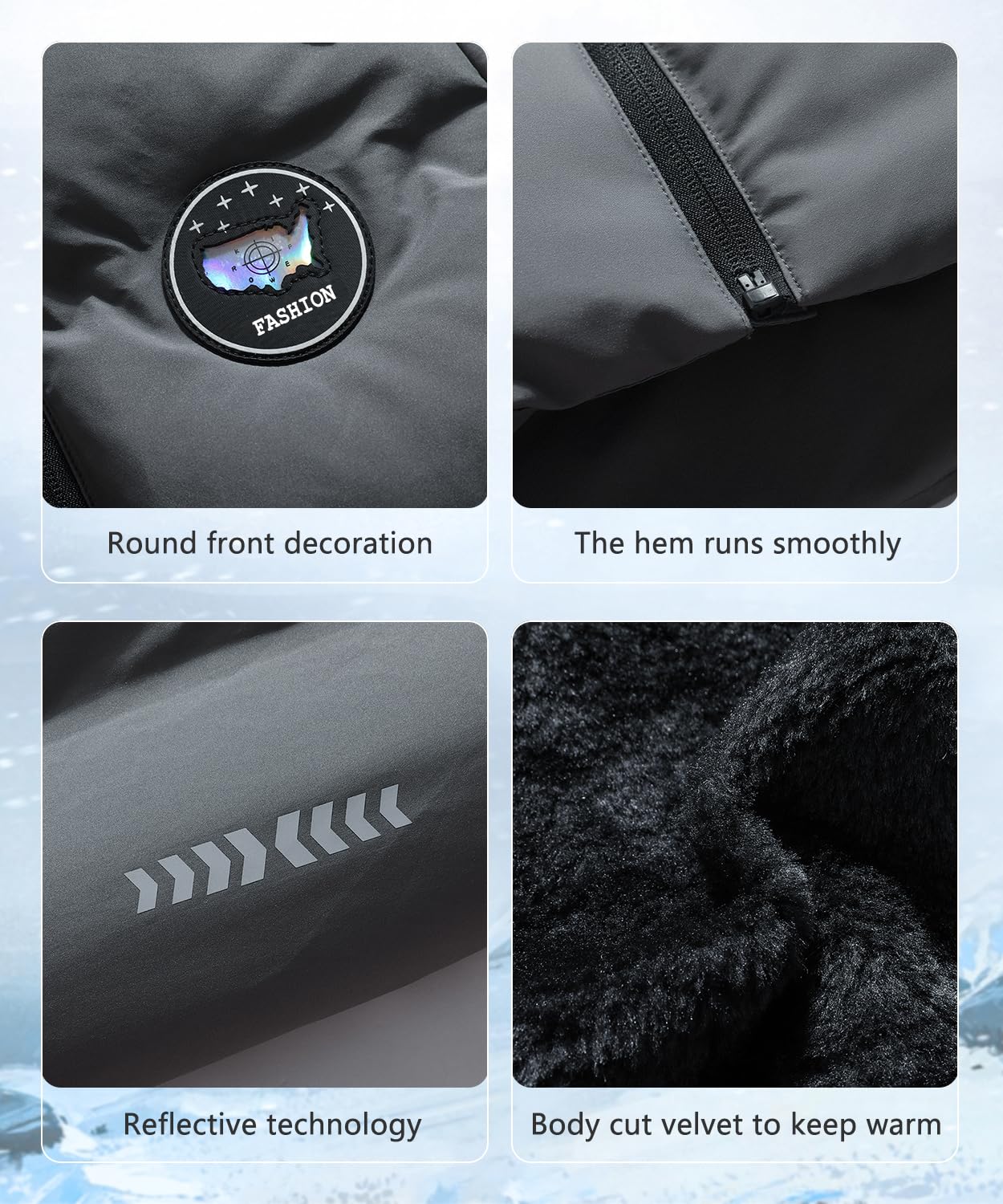 BYLESIN Kids Boy's Winter Coat Fleece Lined Waterproof Jacket Puffy Cotton Coat Thick Hooded Down Outdoor Coats