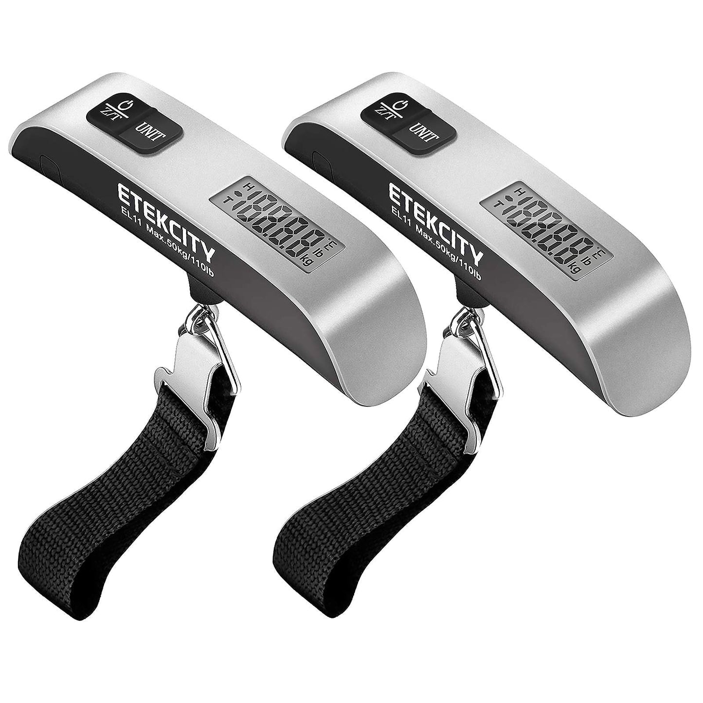 Etekcity Luggage Scale for Travel Essentials, Digital Suitcase Weight Scale with Hook, Travel Accessories for Portable Hanging Baggage, 110 Pounds, Battery Included