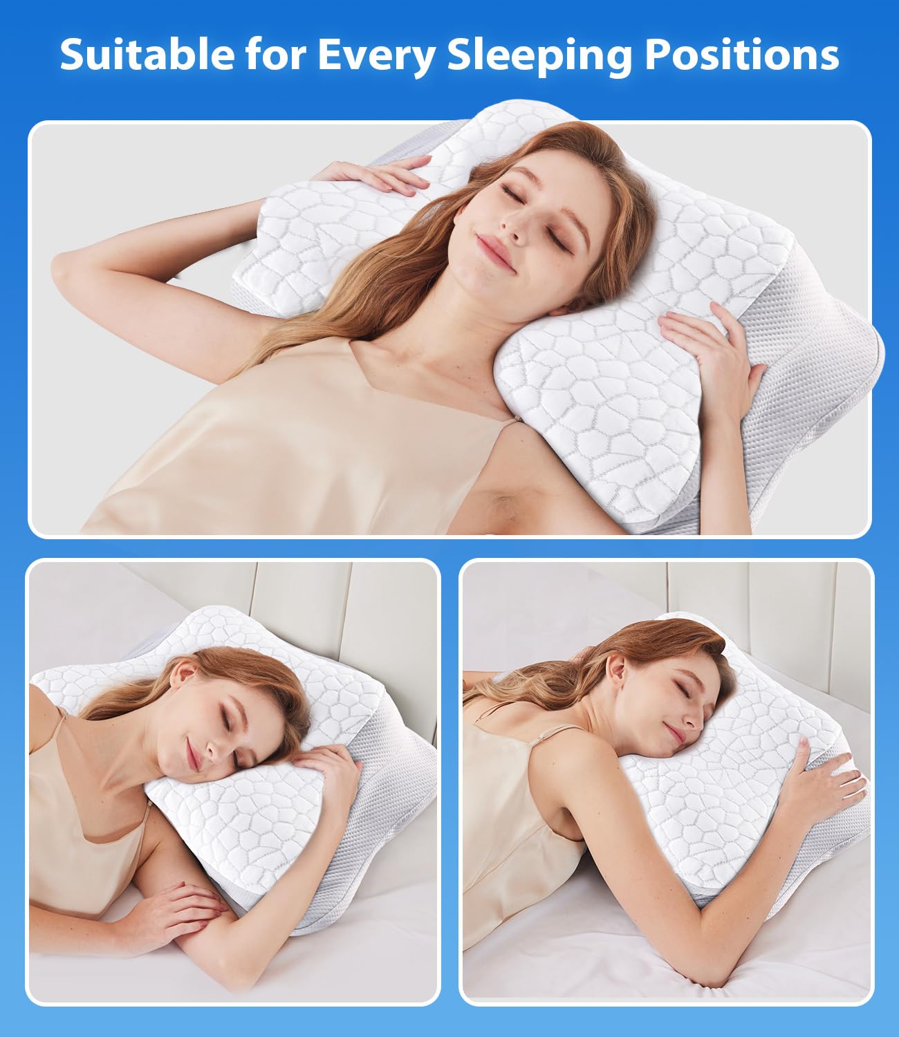 SUPA MODERN Cooling Cervical Neck Pillow for Sleeping, Contour Cool+ Side Sleeper Pillow for Adults, Ergonomic Memory Foam Orthopedic Neck Pain Relief, Stomach Sleeping with Luxury Cool Cover