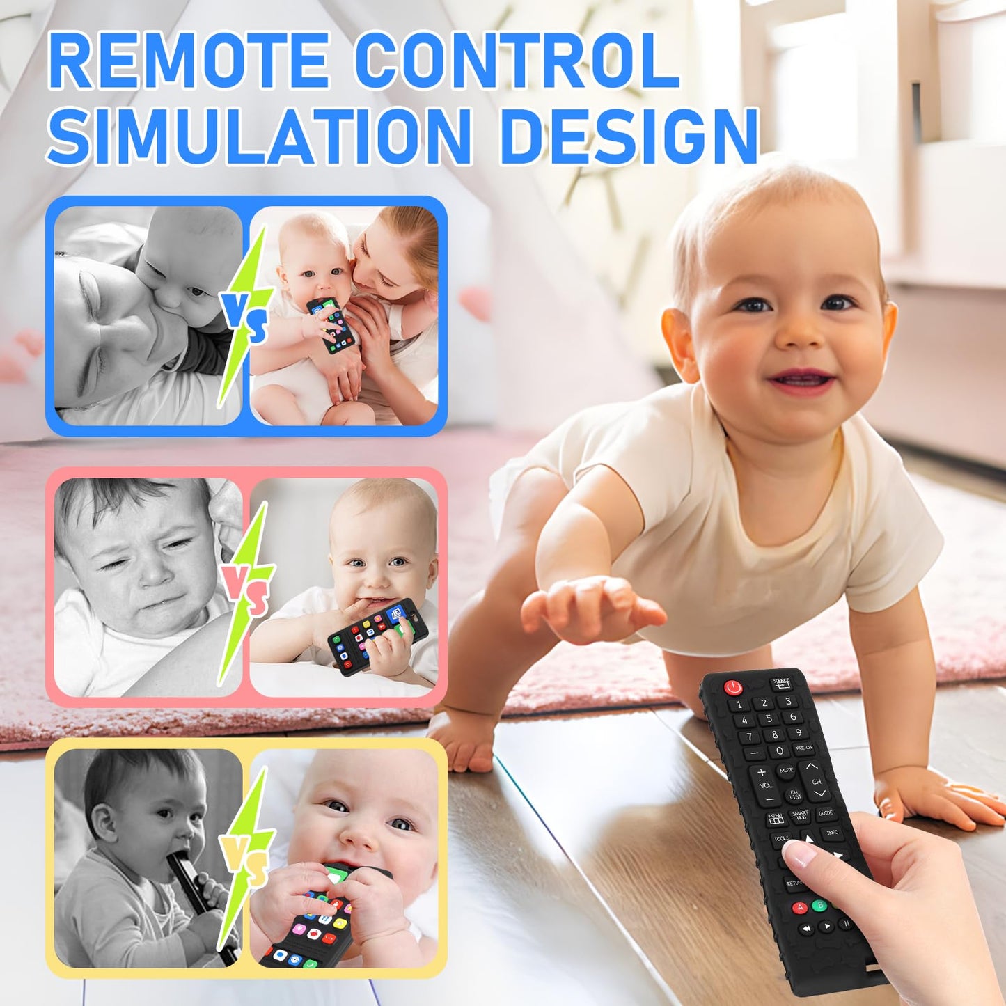 Teething Toys for Baby 3 6 12 18 Months, Realistic Mobile Phone Baby Teether Toys, Baby's Chew Toys, Food Grade Silicone Teething Toys for Infants, BPA Free, for Babies Gum Relief