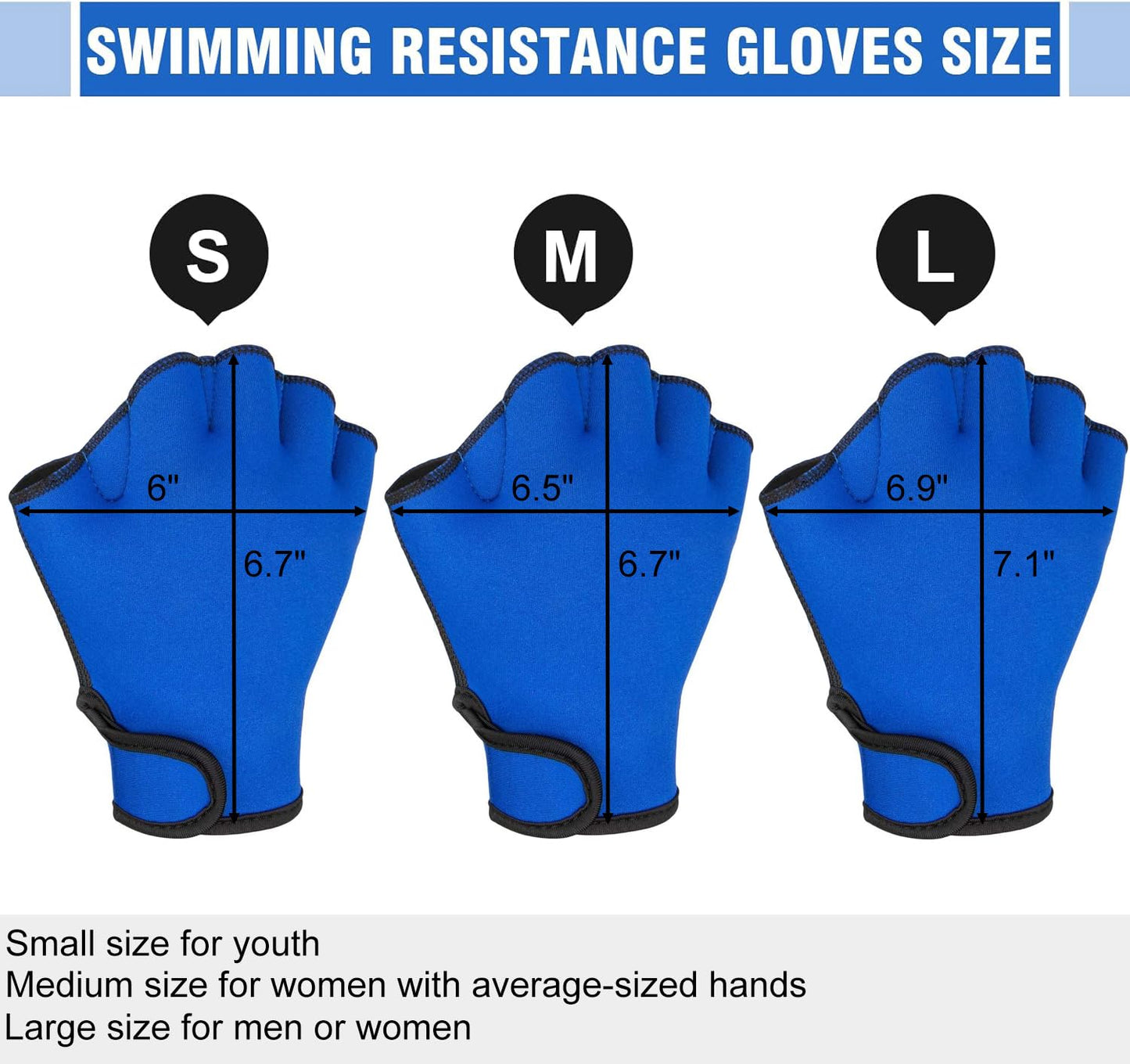 1 Pair Swimming Gloves Aquatic Swim Training Gloves Neoprene Webbed Gloves Fitness Water Resistance Glove for Men Women Children Unisex (Black, Medium)