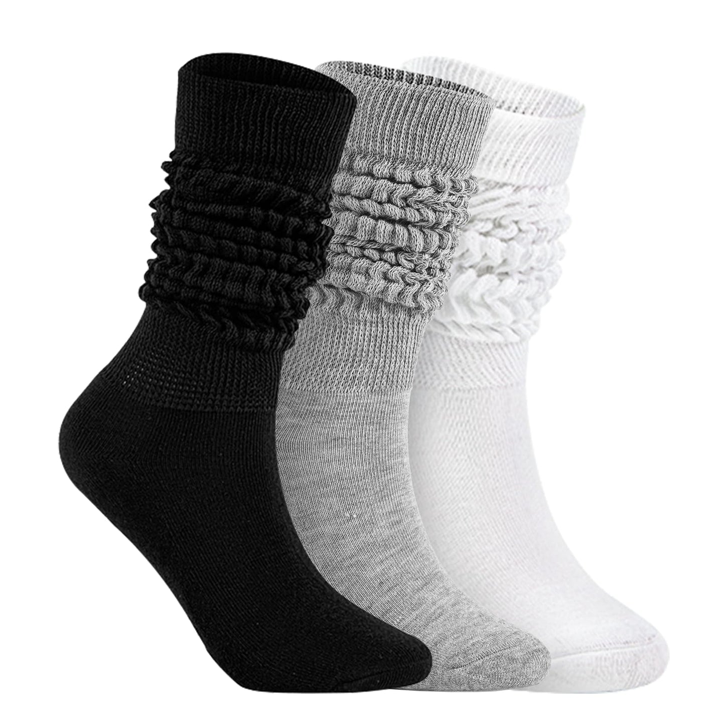 Slouch Socks for Woman 3 Pack Scrunch Socks Soft High Boot Socks Warm Thick Knit Woman Long Socks