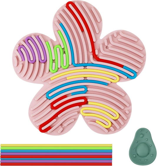 Sensory Activity Board, Double-Sided Silicone Sensory Board with 15 Strings, Fidget Toys for ADHD & Autism Kids 3+ Year Old, Extras 1PC Avocado Sensory Worry Stones