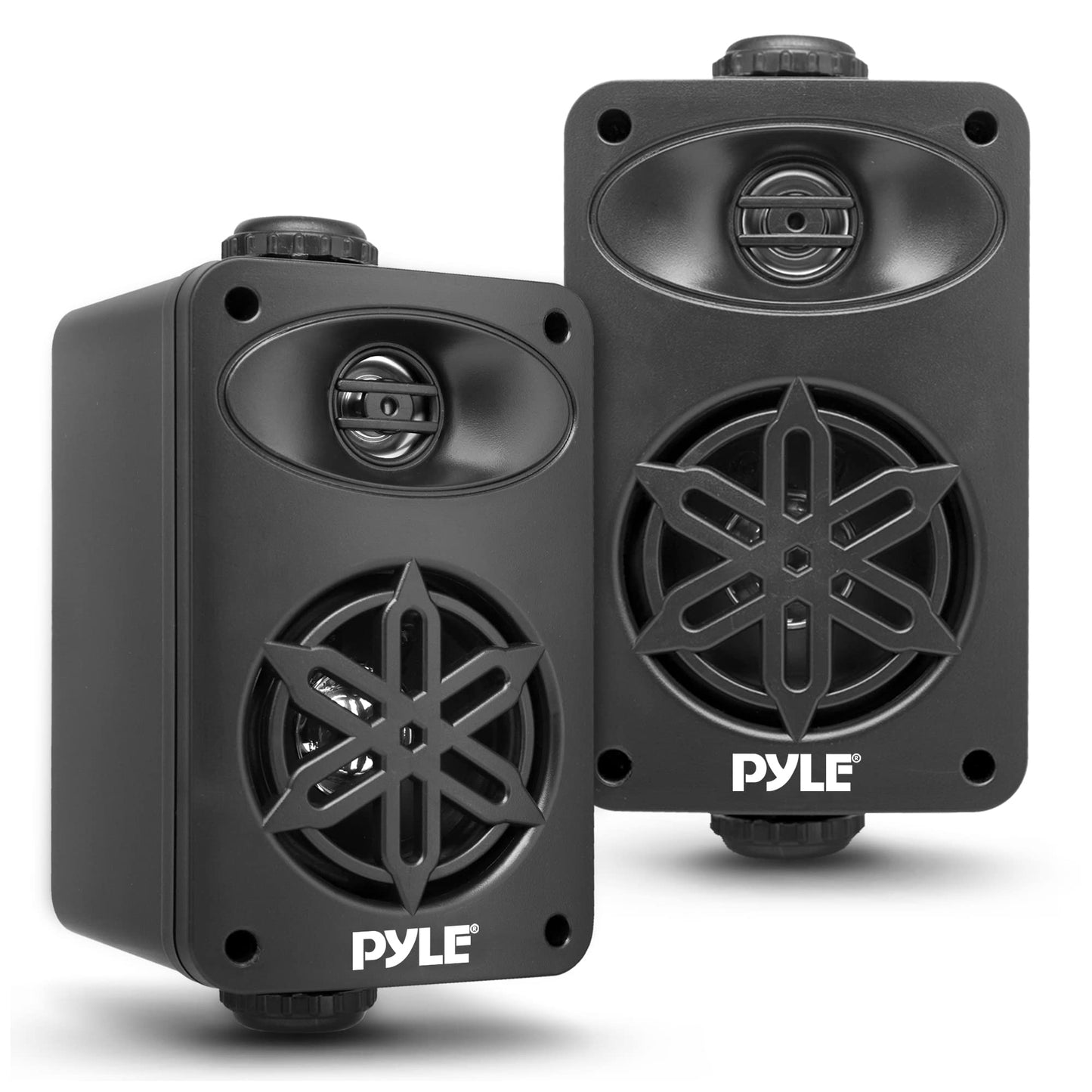 PYLE Outdoor Speakers- Waterproof Marine Grade Speakers, Universal Mounting, Heavy Duty ABS Construction- Boat, Patio, Pool, Indoor Outdoor Use- Black