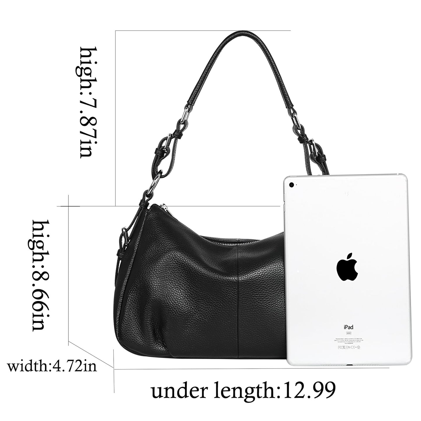 HESHE Leather Purses and Handbags Hobo Shoulder Bags Tote Bag Crossbody Purse Ladies Designer Satchel Bags(Black)