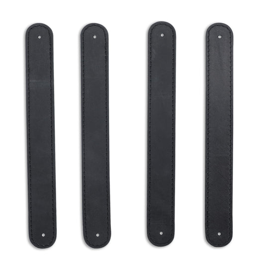 CestAntiQ Leather Drawer Handles Full Grain Leather Dresser Pulls Handmade Durable Cabinet Handles Stylish DIY Home Improvement Hardware Rustic Furniture Pulls with Pre-Made Holes (4 Pack) (Black)