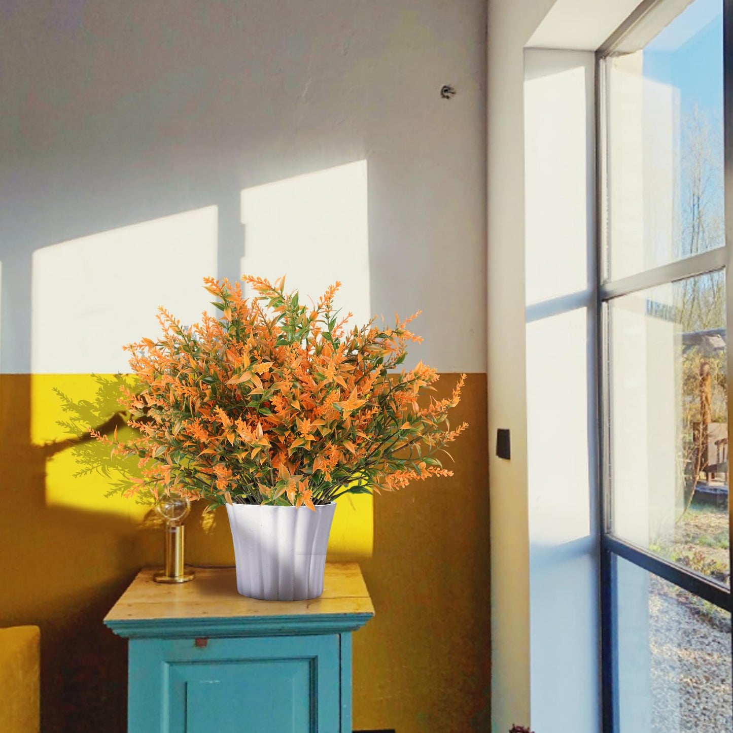 RECUTMS Artificial Flowers for Outdoors Artificial Fall Flowers for Outdoors UV Resistant Artificial Plants Outdoor Artificial Flowers for Outside in Pots(Salmon)