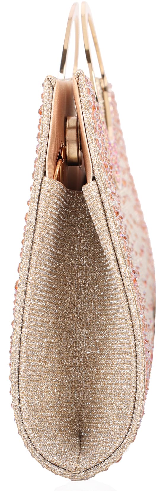 Dexmay Rhinestone Clutch Handbag with Crystal Handle for Wedding Party Elegant Clutch Purse for Women Champagne