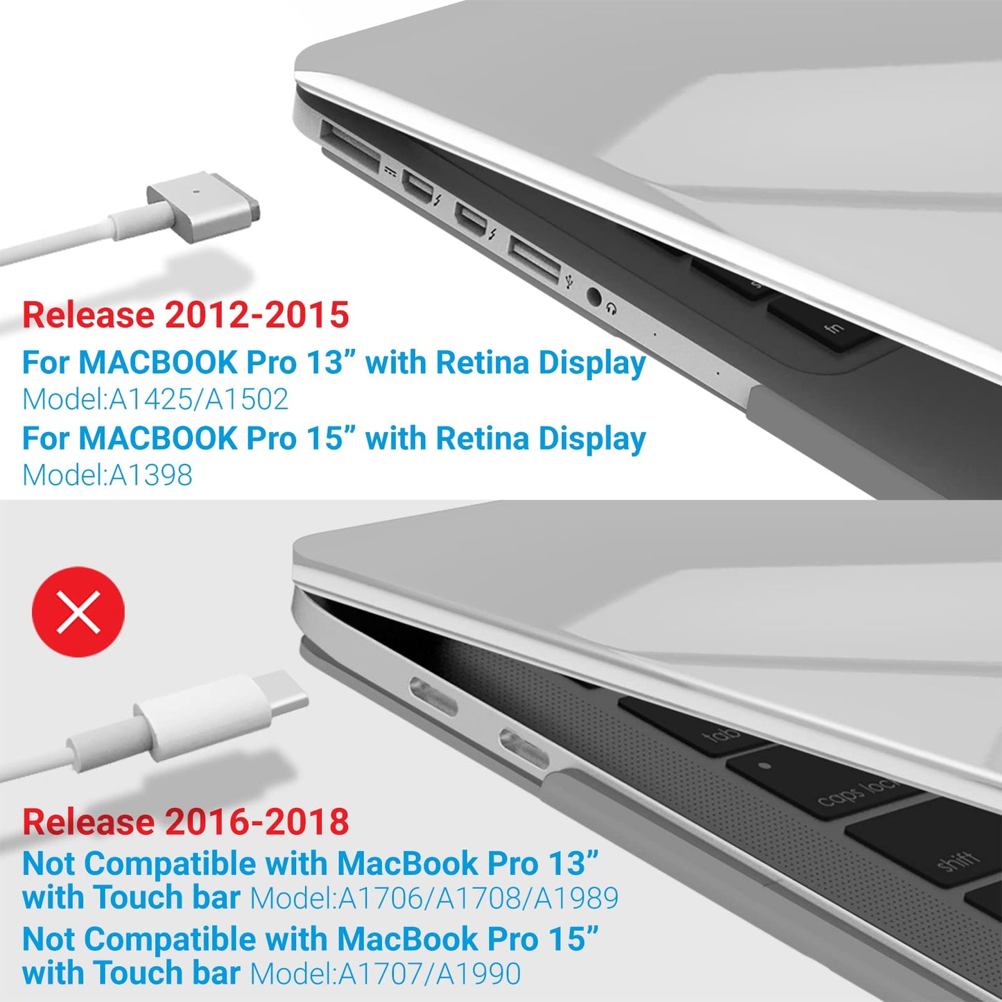 IBENZER Compatible with MacBook Pro 13 Inch Case 2015 2014 2013 end 2012 A1502 A1425, Hard Shell Case with Keyboard Cover for Old Version Apple Mac Pro Retina 13, Crystal Clear, R13CYCl+1 F